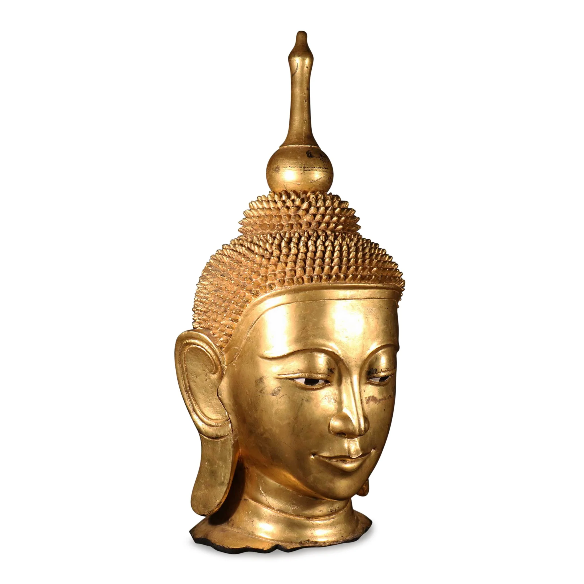 Burmese Gilded Buddha Head - Ca 50 yrs old - Image 3