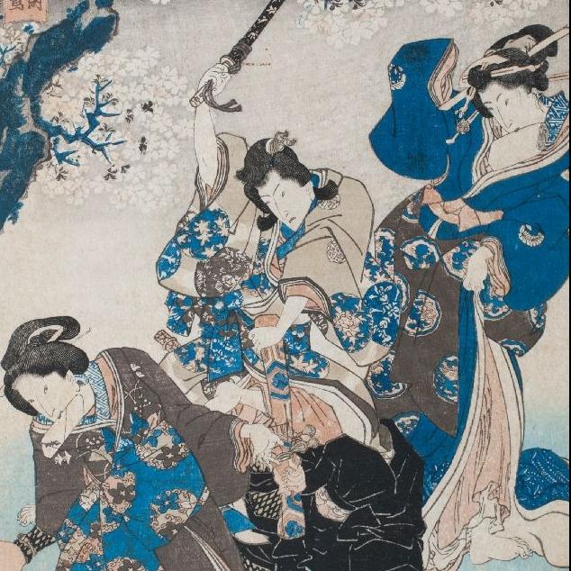 Old Framed Japanese Oban Woodblock Print By Utagawa Kunisada - 19thC - Image 3