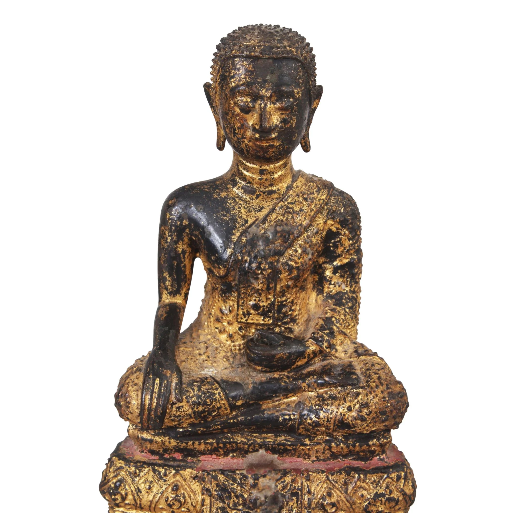 Thai Gilt Bronze Monk  Statue - Ratnakosin Style - 19thC - Image 2