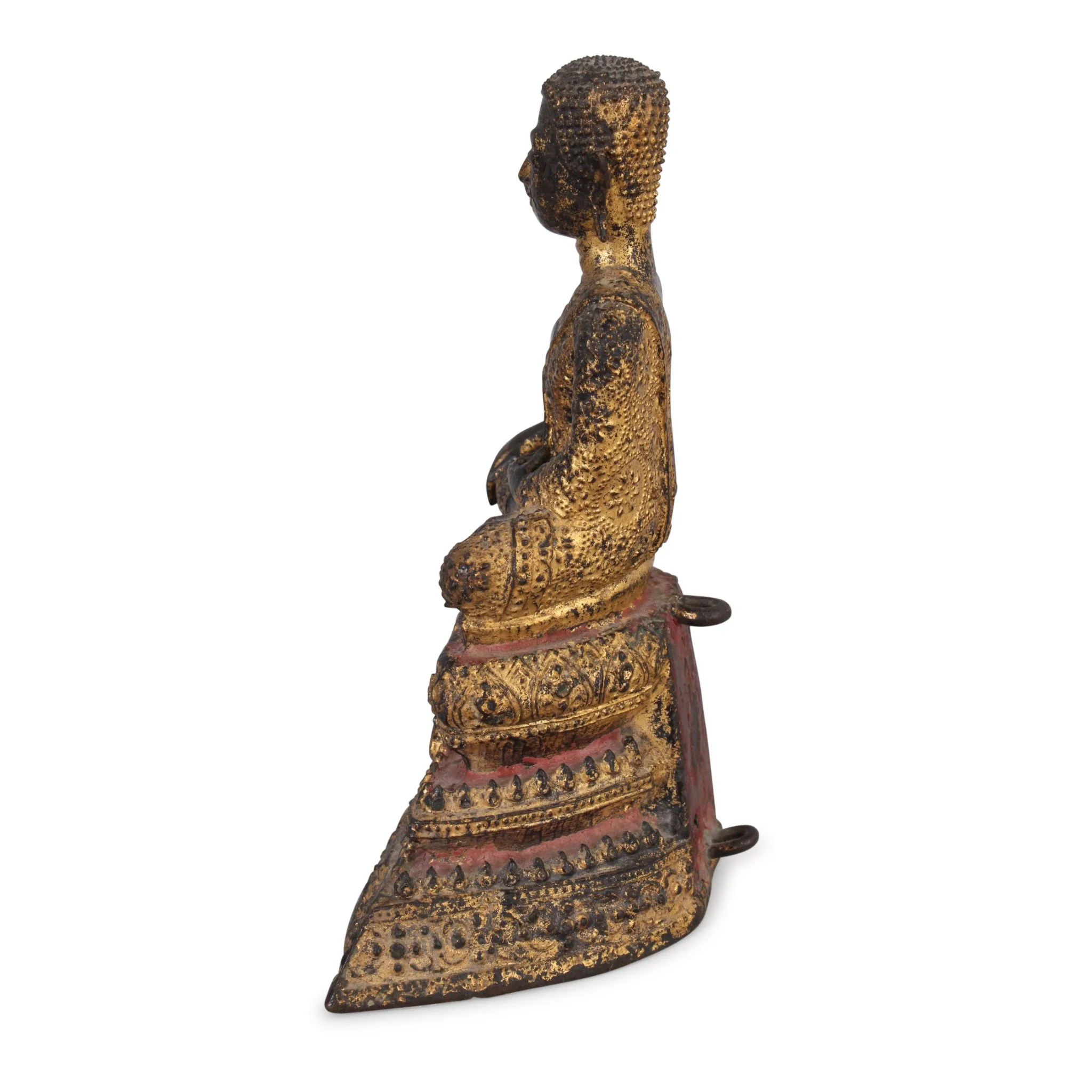 Thai Gilt Bronze Monk  Statue - Ratnakosin Style - 19thC - Image 3