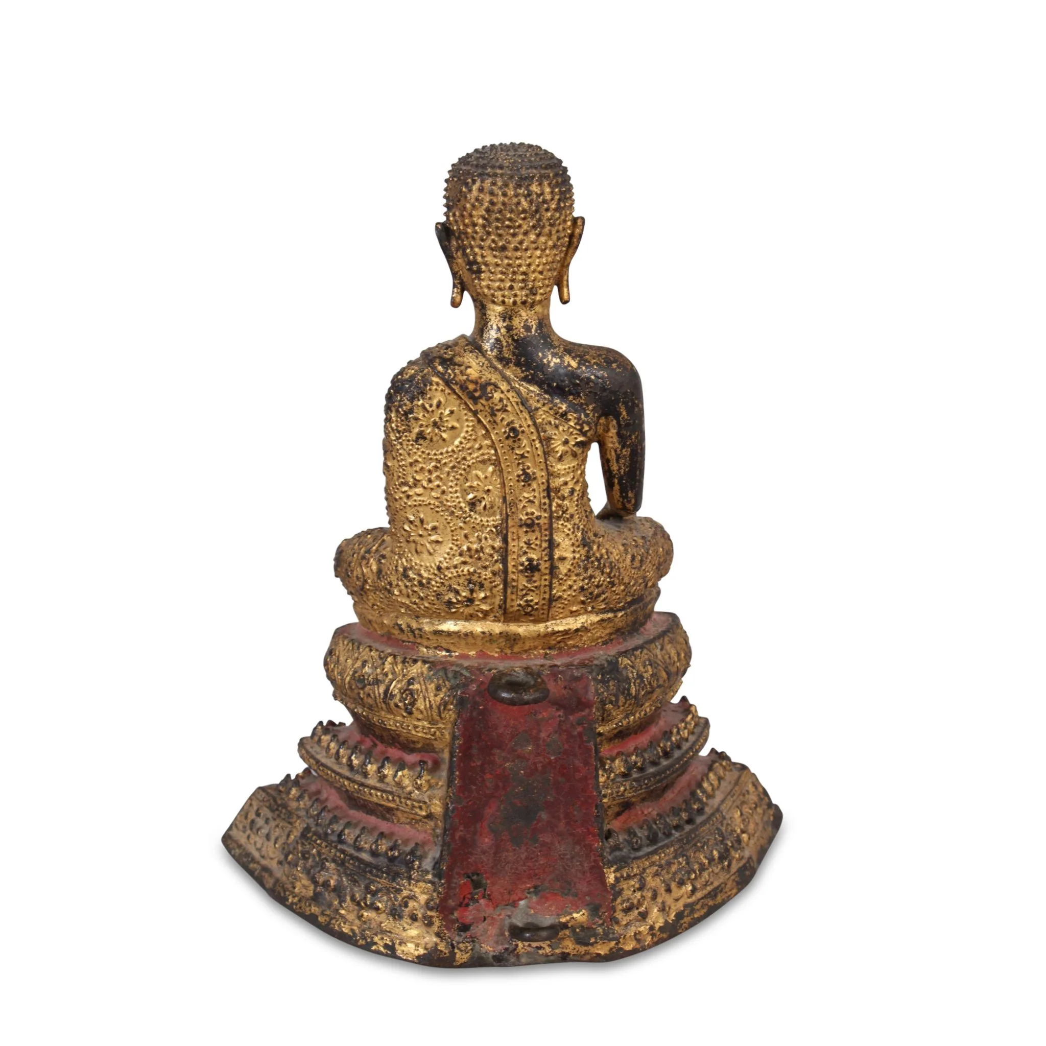 Thai Gilt Bronze Monk  Statue - Ratnakosin Style - 19thC - Image 4