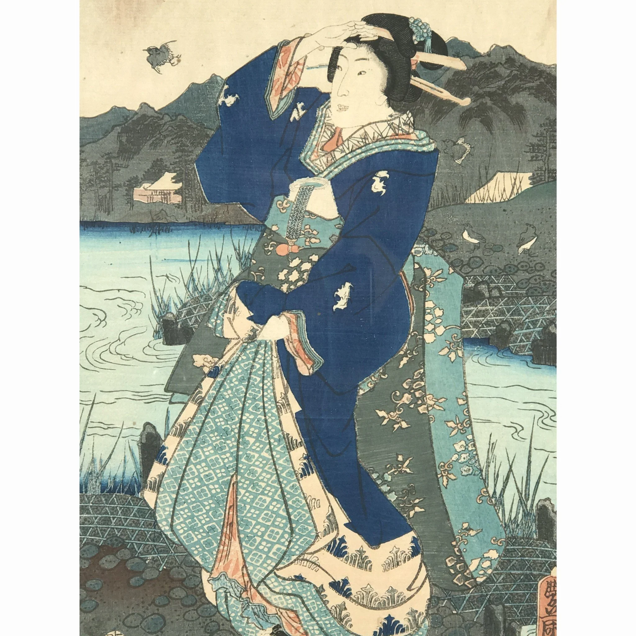 Framed Kunisada Woodblock Print - Meiji Period - Image 2