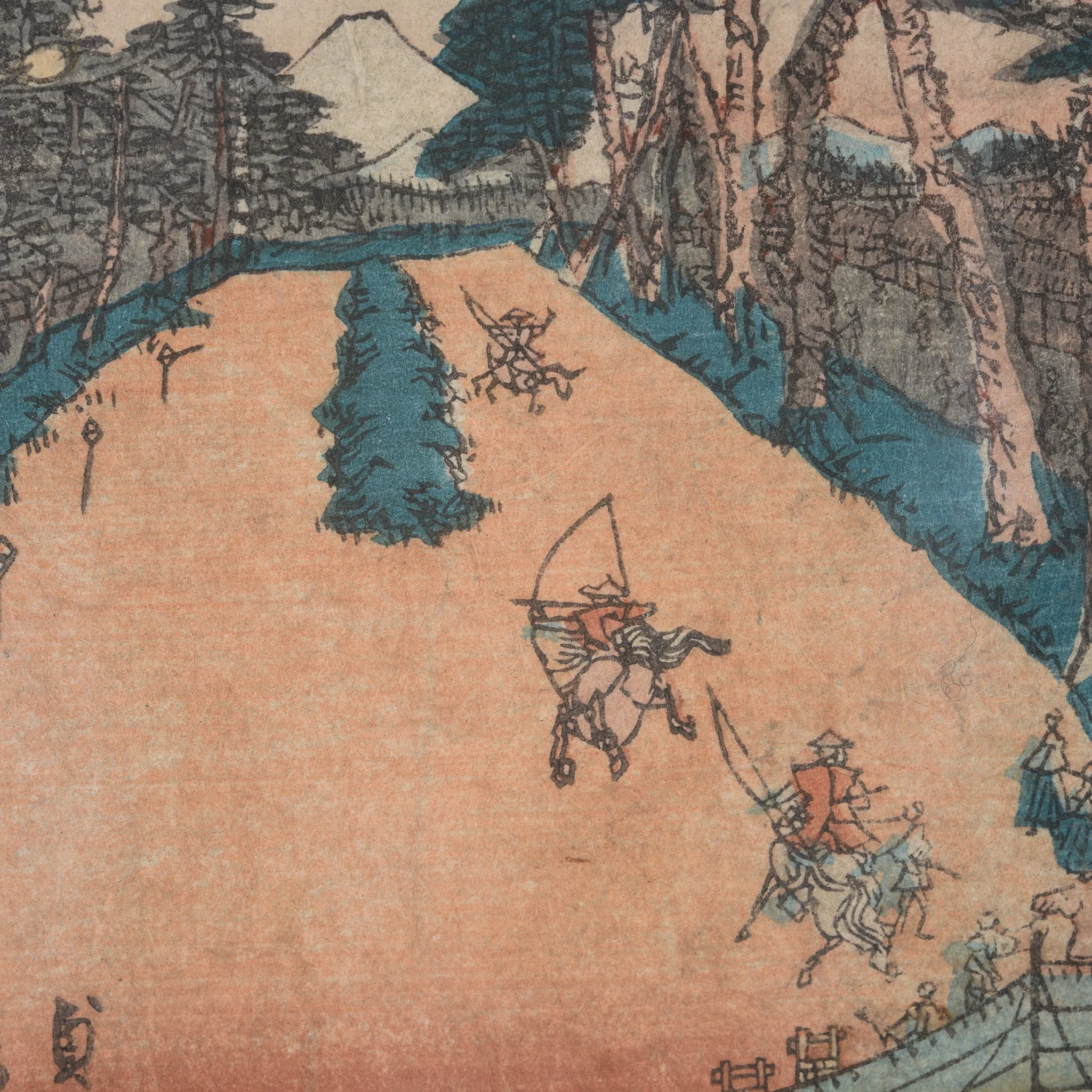 Framed Japanese Woodblock Print of "The High Field" By Sadahide - Image 3