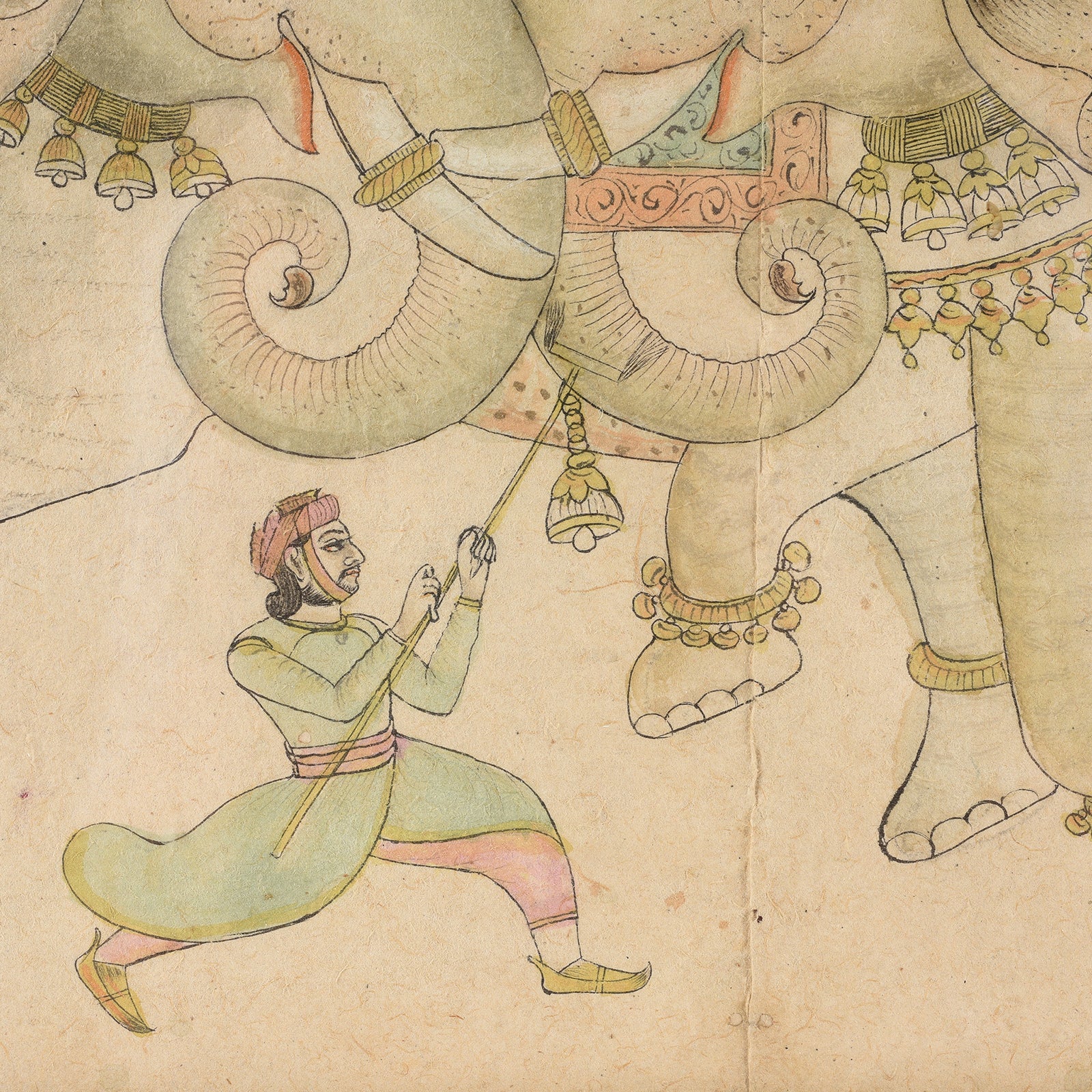 Mewar School Pen & Ink Sketch Of Elephants - Ca 1900 - Image 6