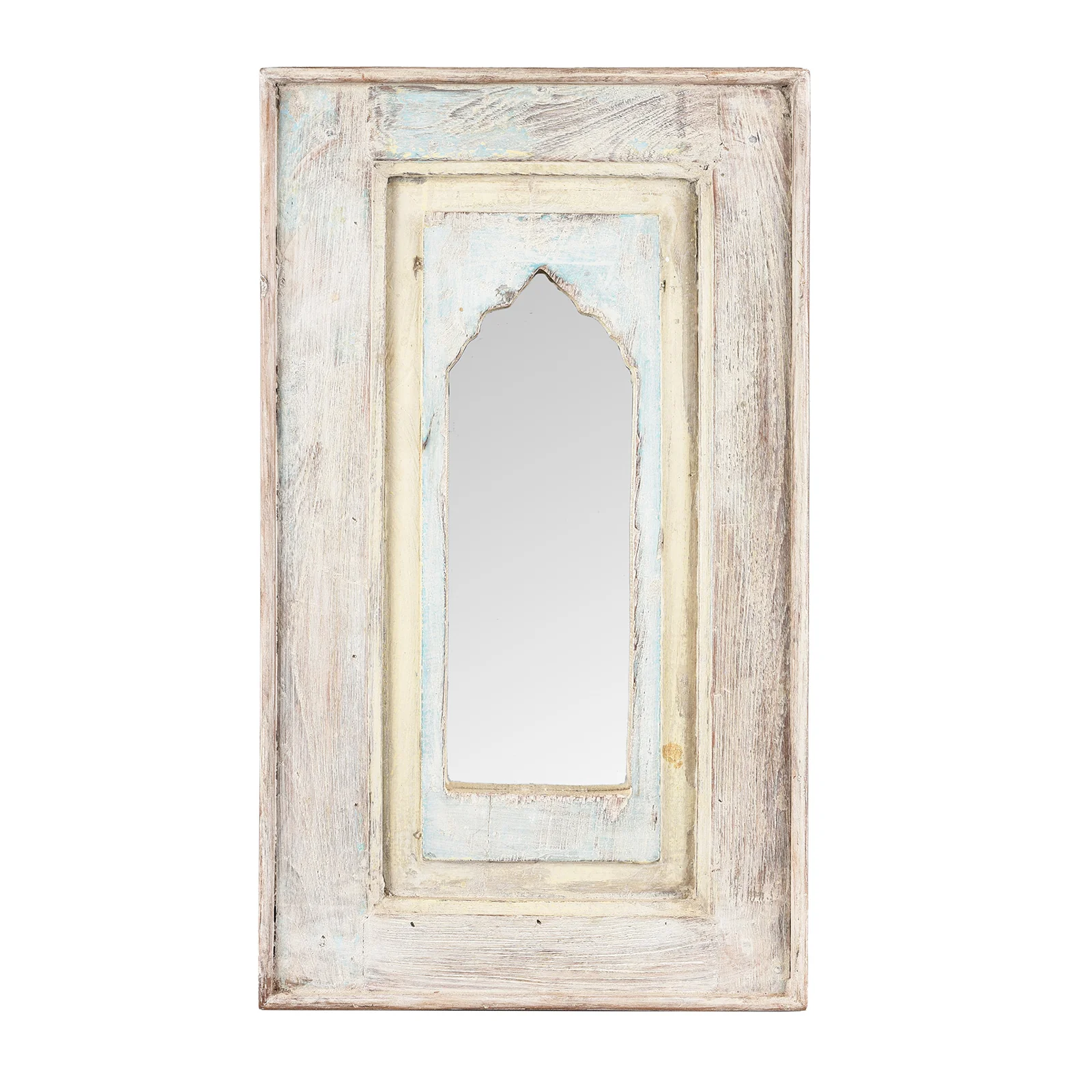White Painted Mihrab Mirror Made From Old Teak