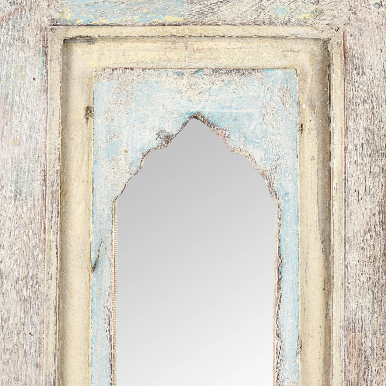 White Painted Mihrab Mirror Made From Old Teak - Image 2