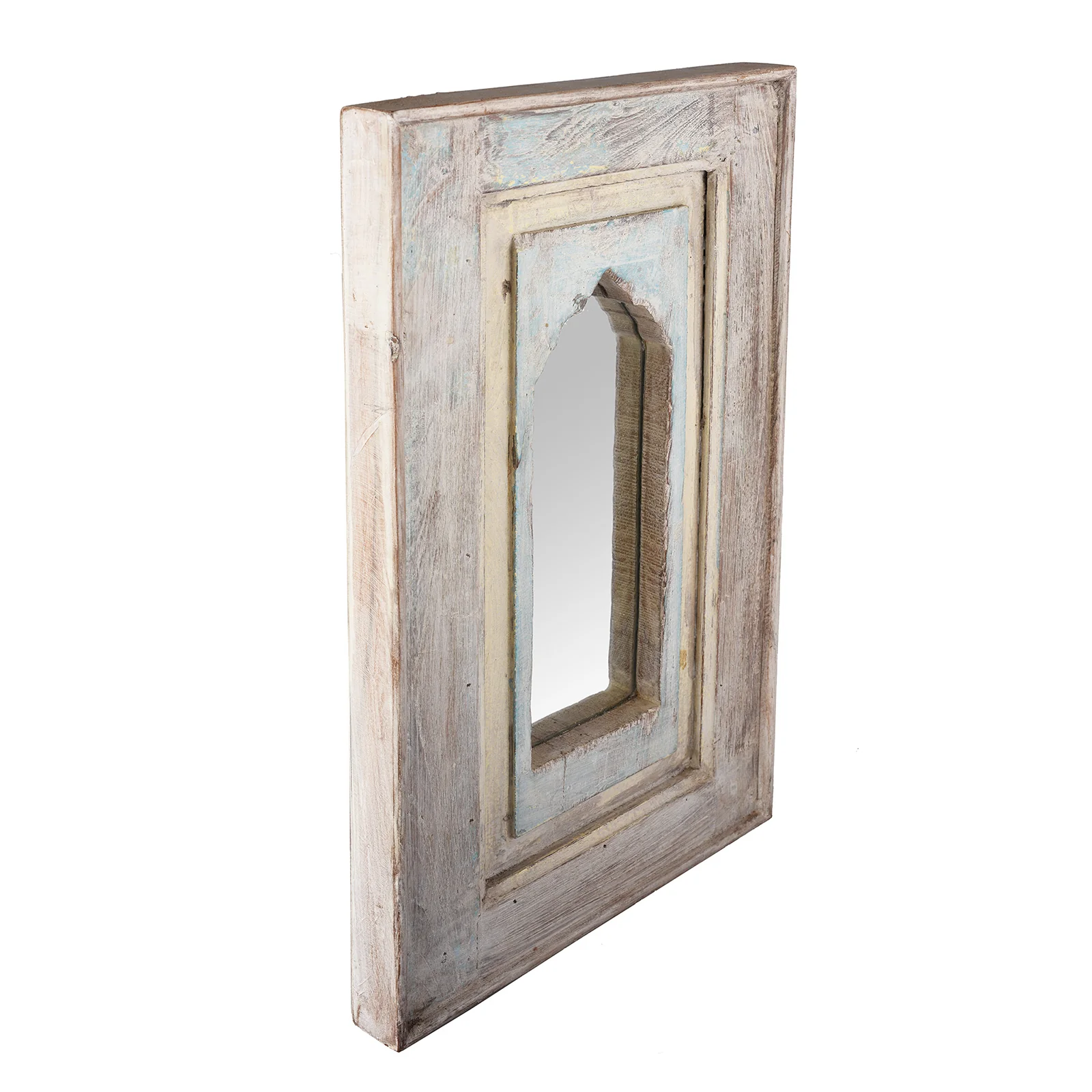 White Painted Mihrab Mirror Made From Old Teak - Image 3