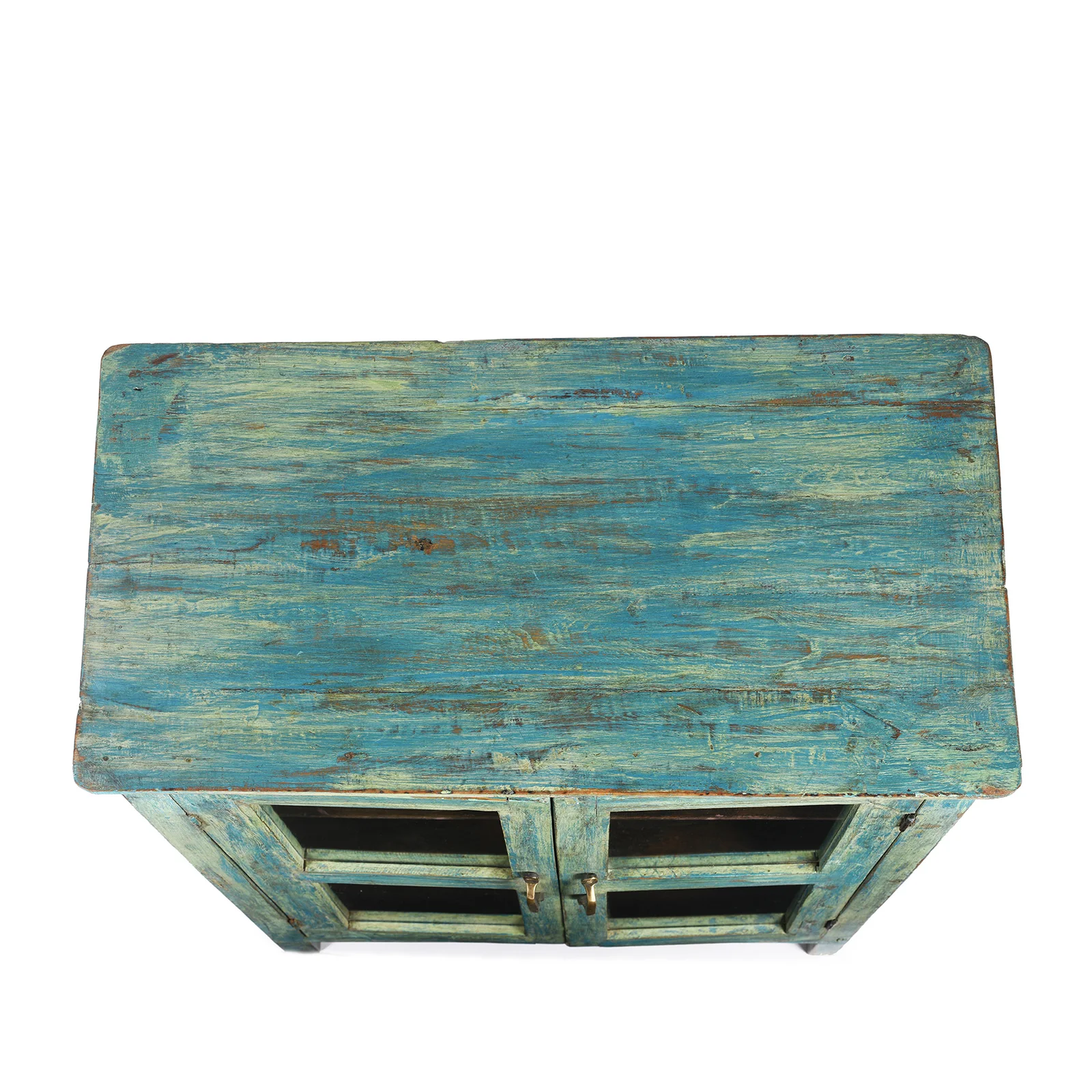 Mint Painted Teak Glazed Side Cabinet From Gujarat - Ca 1940 - Image 7