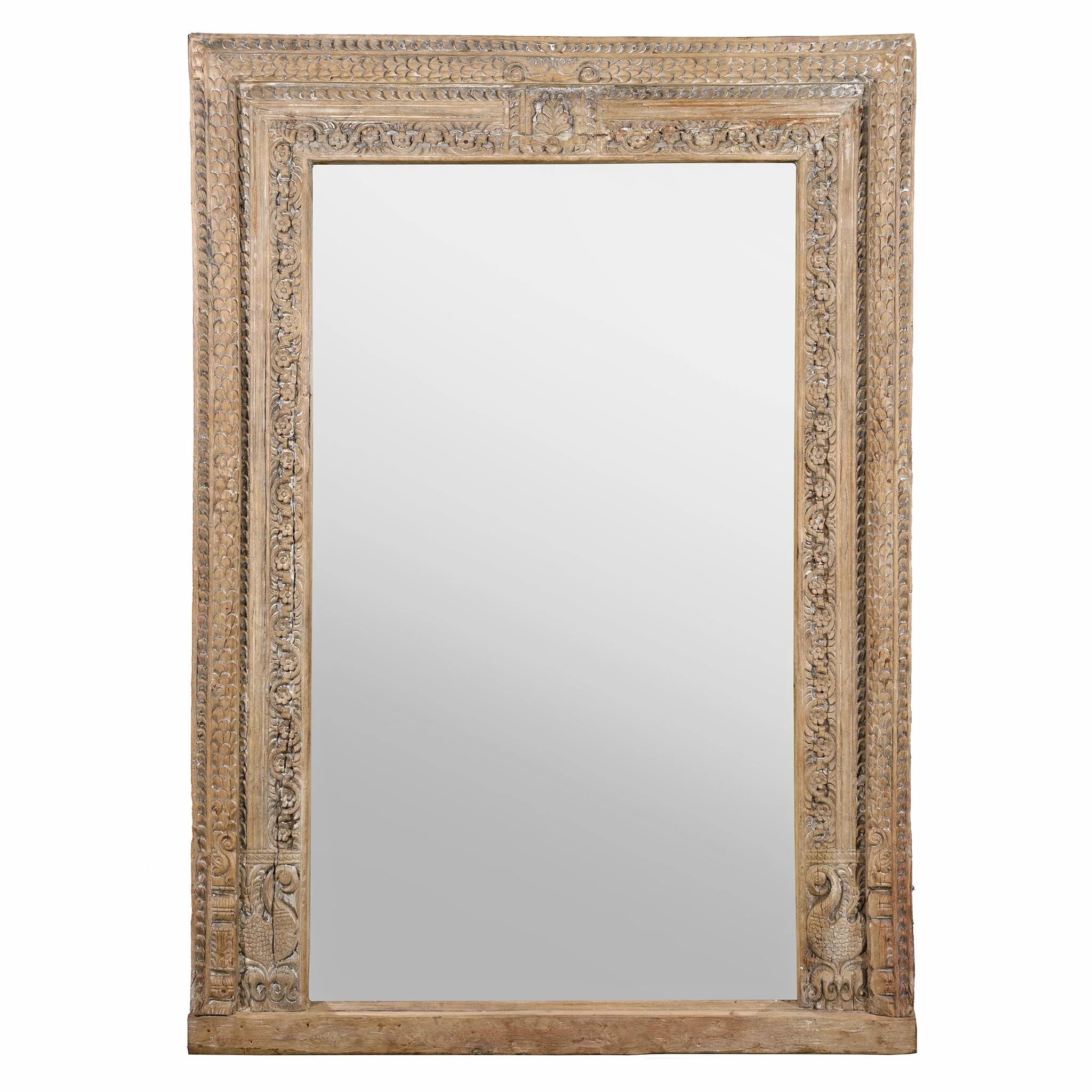 Mirror Made From An Old Carved Teak Door - 19thC