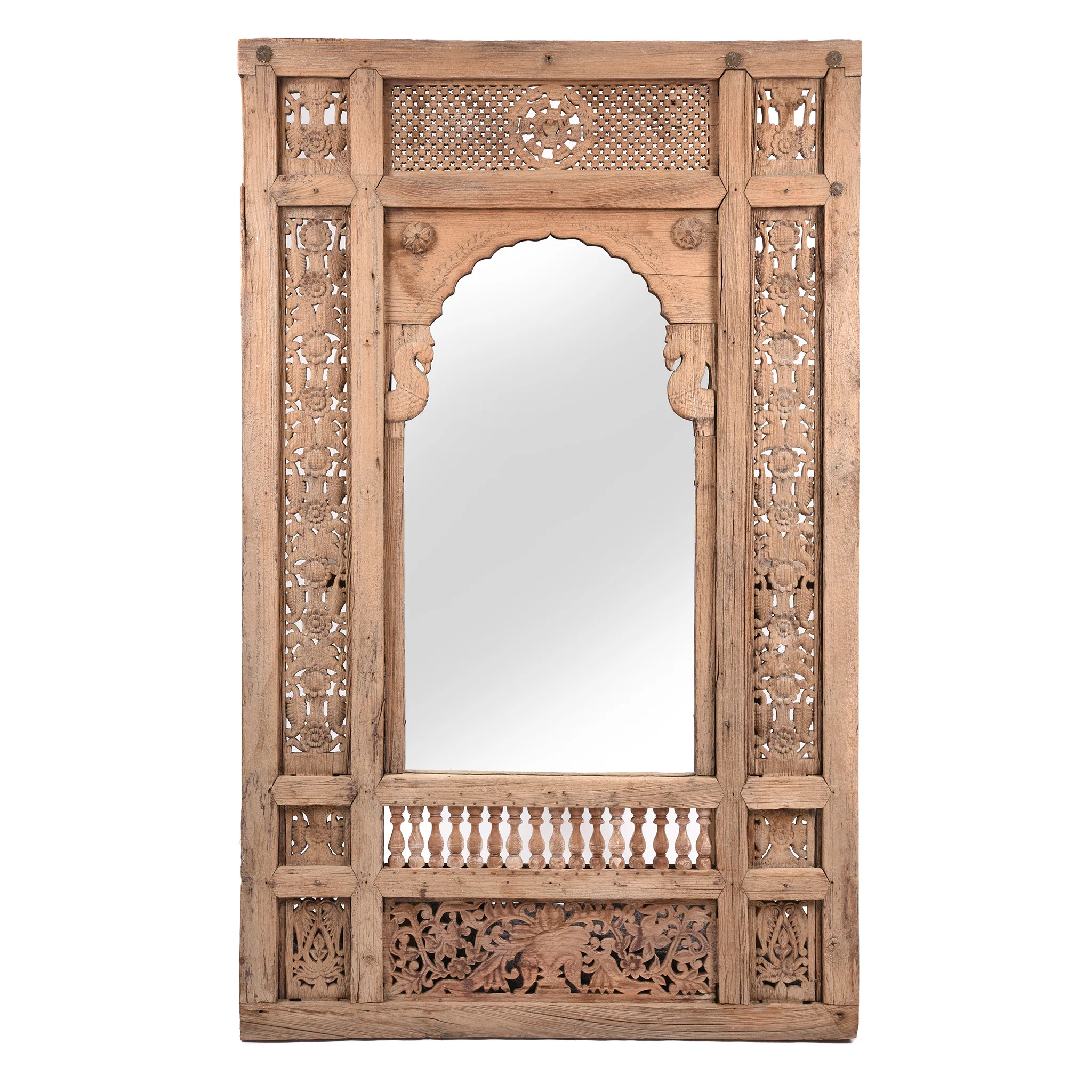 Carved Indian Mirror Made From 19thC Window From Hyderabad - 19th Century - Image 2