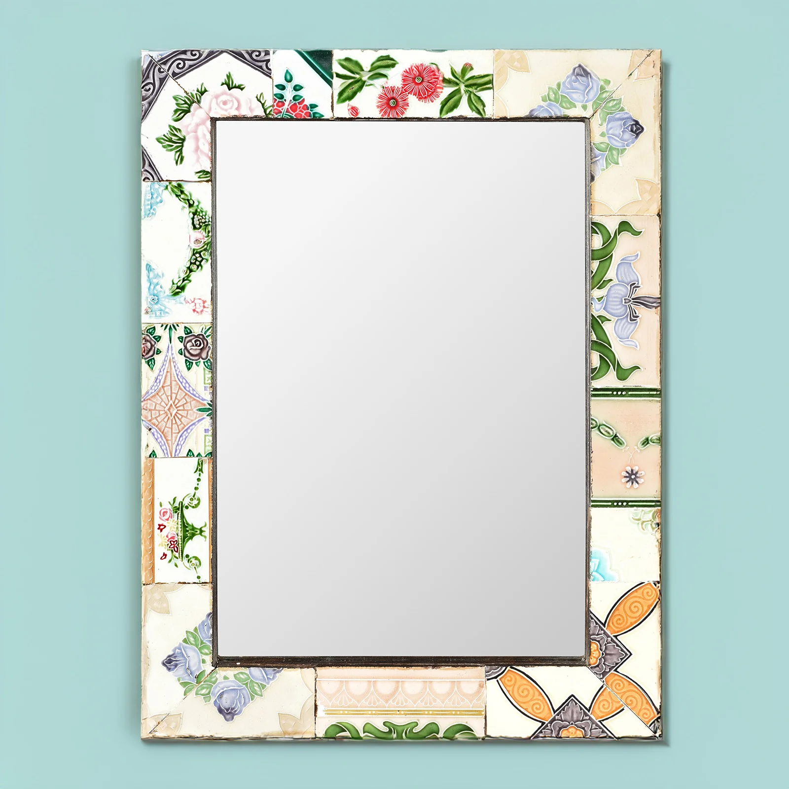 Mirror Made From Old Japanese Ceramic Tiles