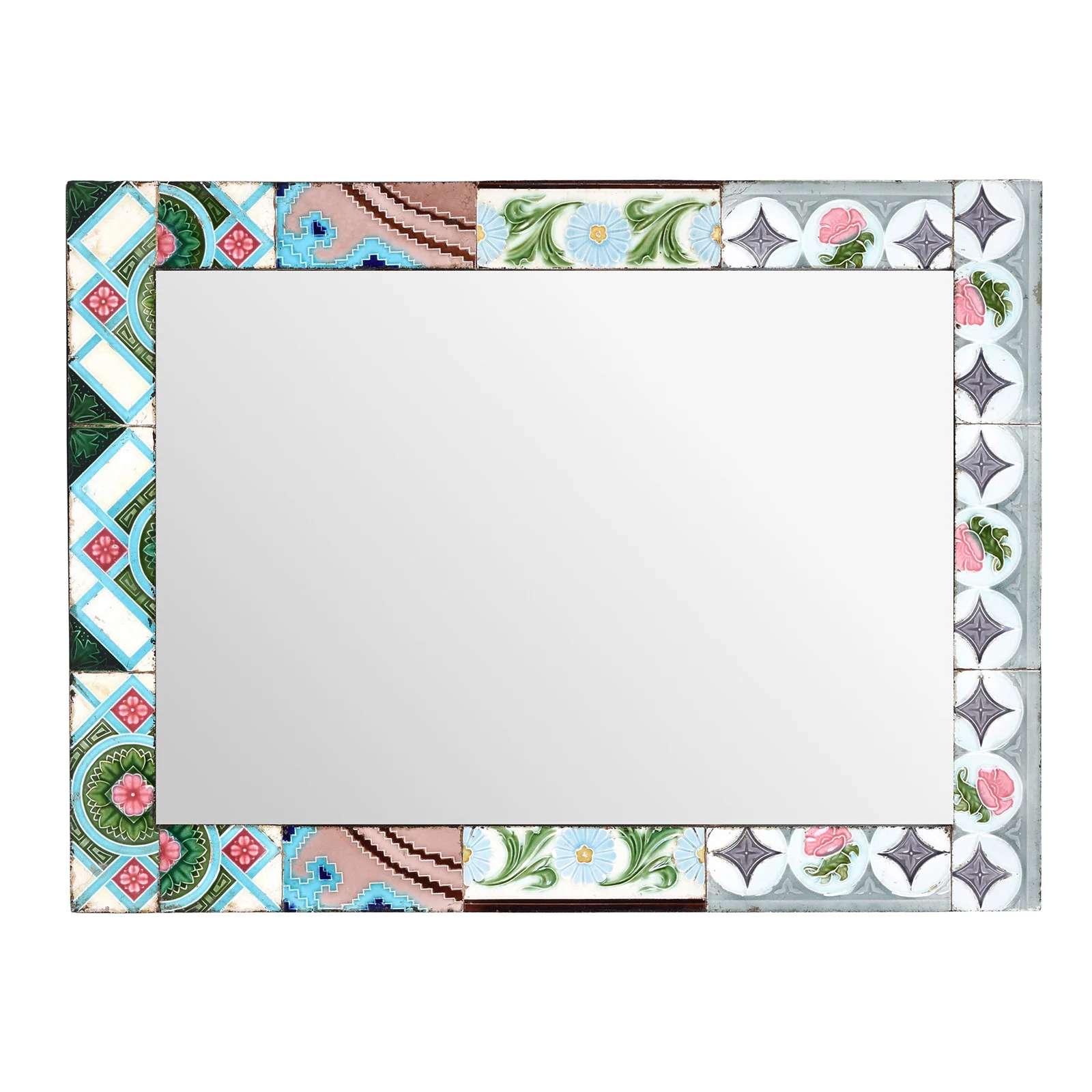 Mirror Made From Old Japanese Ceramic Tiles - Image 2