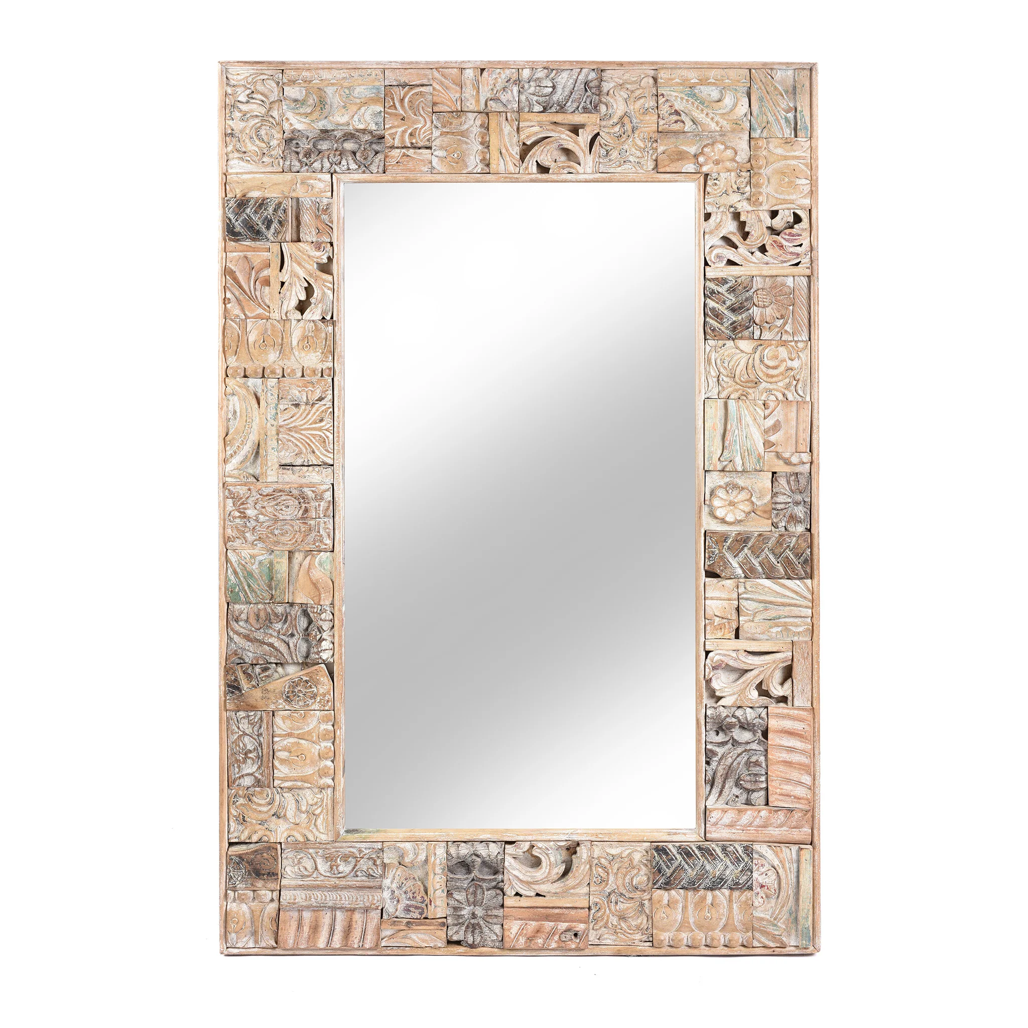 Painted Mirror Made From Reclaimed Teak Wood