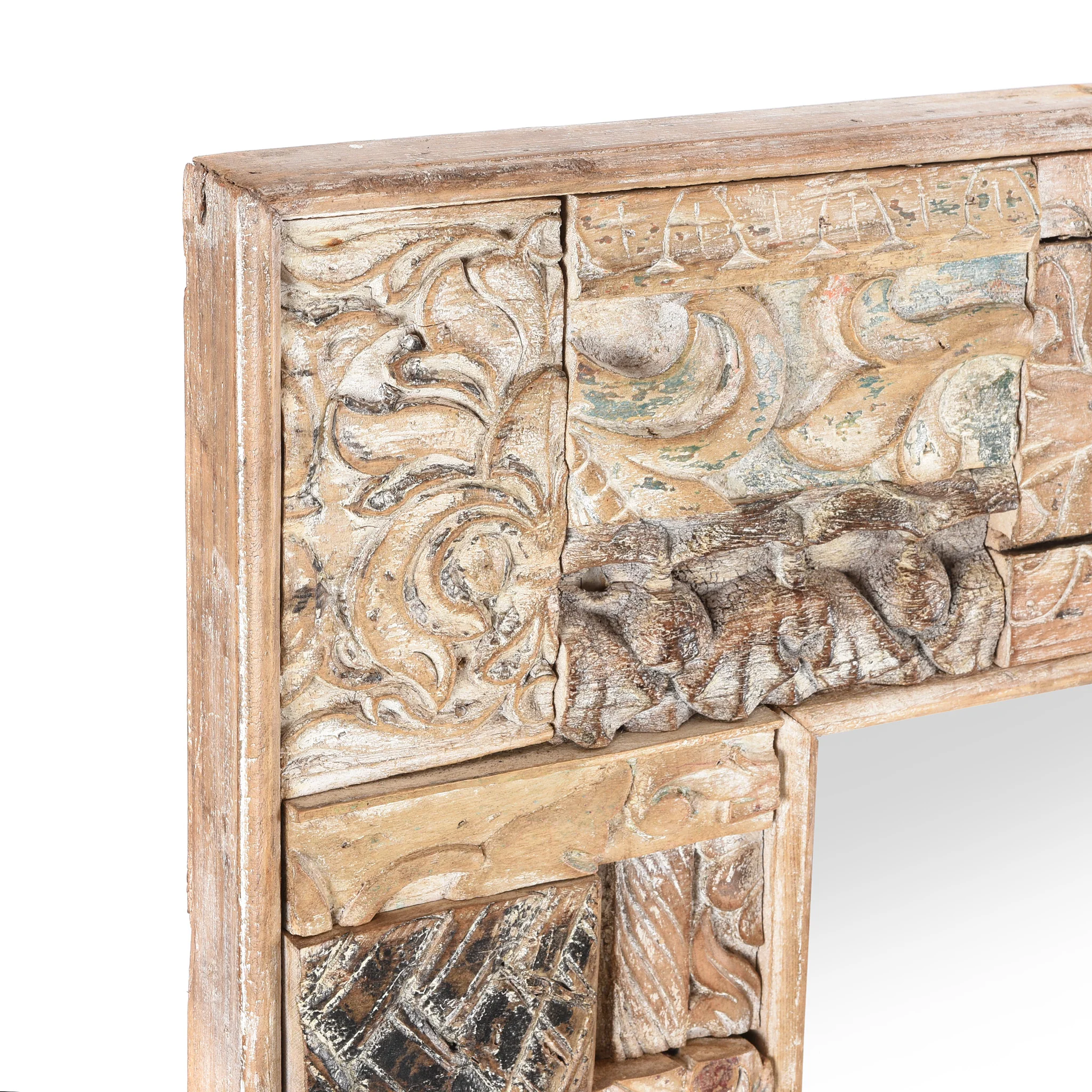 Painted Mirror Made From Reclaimed Teak Wood - Image 6