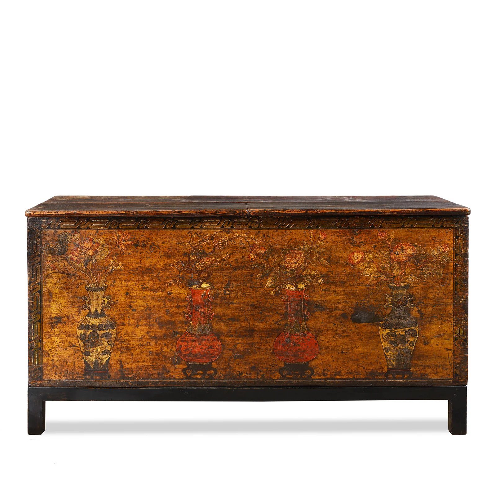 Painted Mongolian Chest On Stand - 19th Century