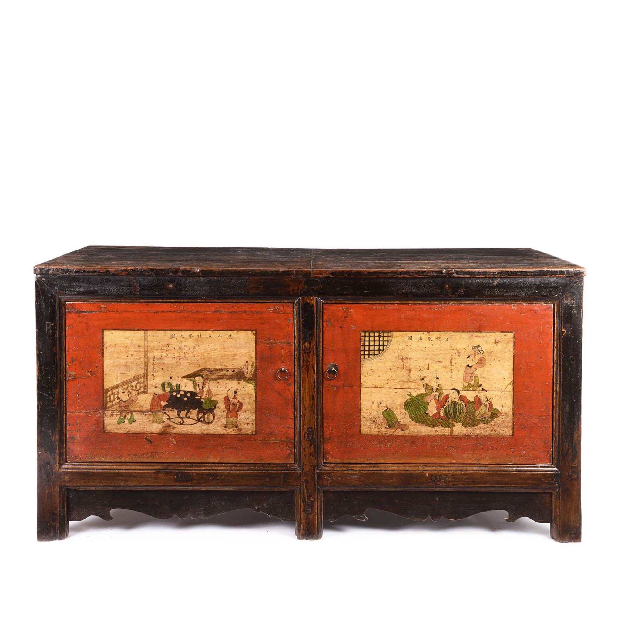 Mongolian Sideboard with Original Painting 19thC