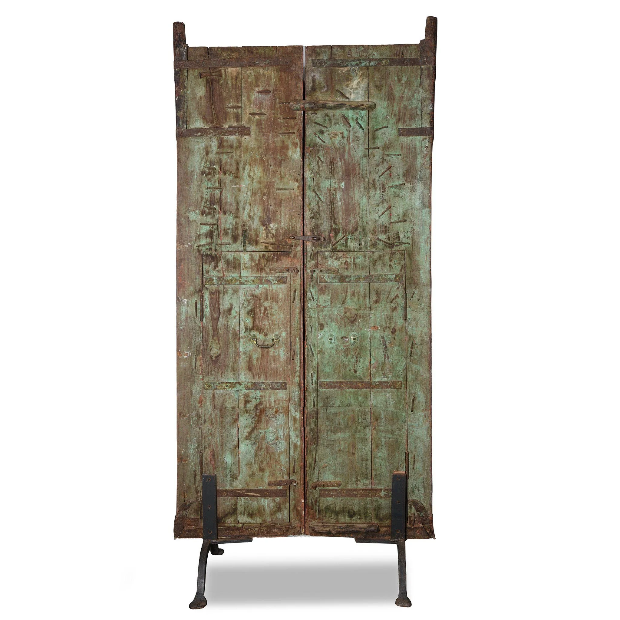 Vermillion Painted Mica Indian Peacock Doors - 18thC - Image 7