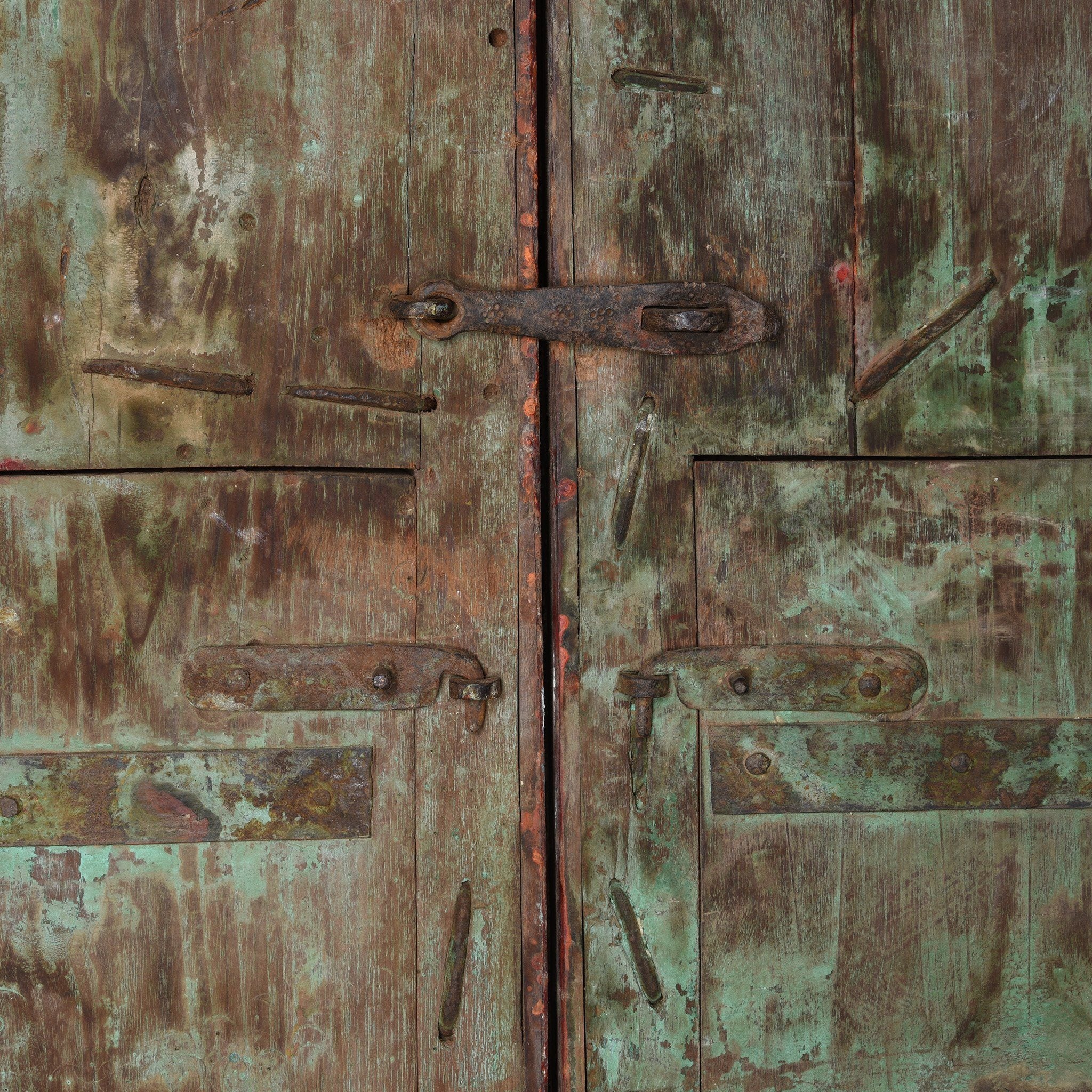 Vermillion Painted Mica Indian Peacock Doors - 18thC - Image 8