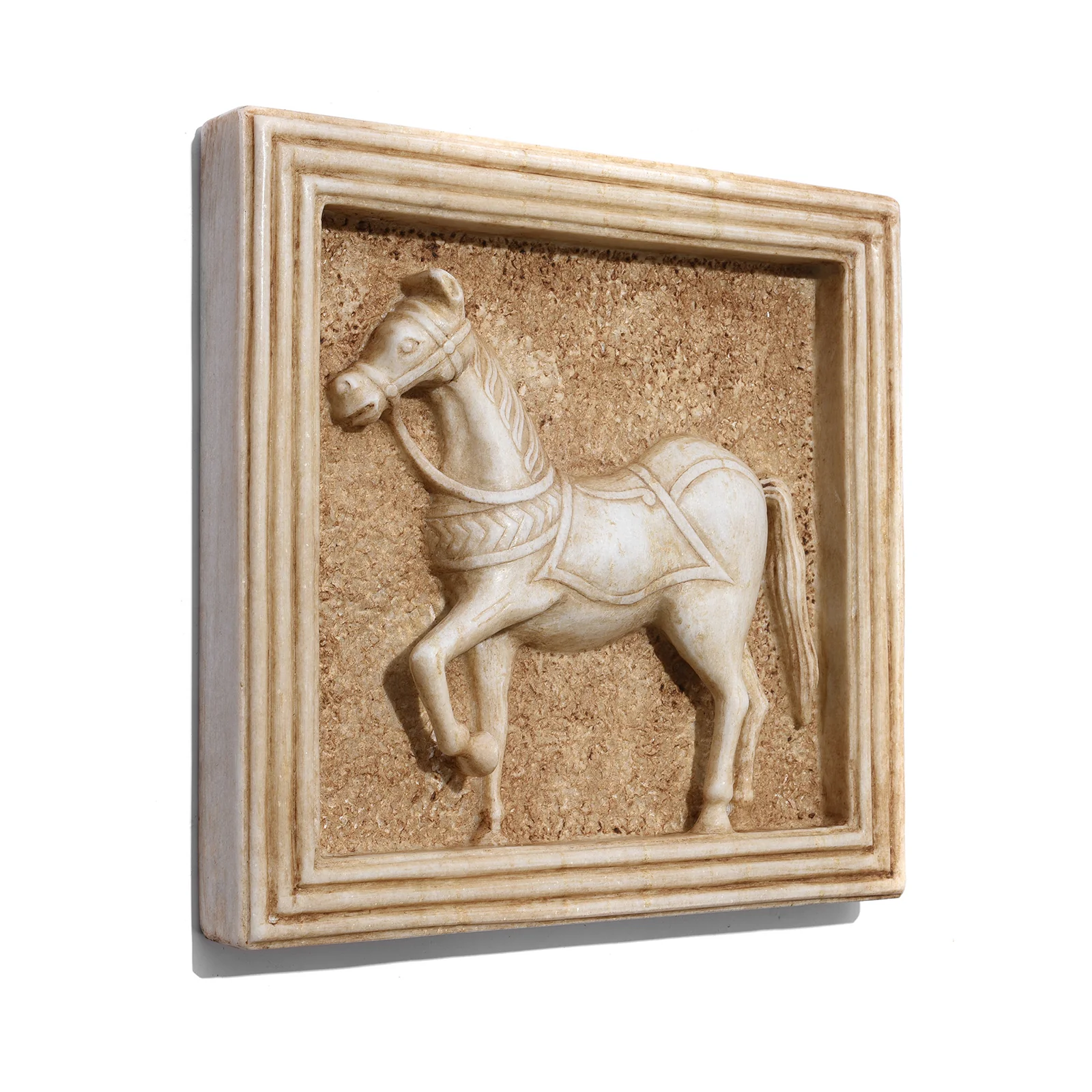 Mughal Style White Marble Horse Wall Panel - Image 7