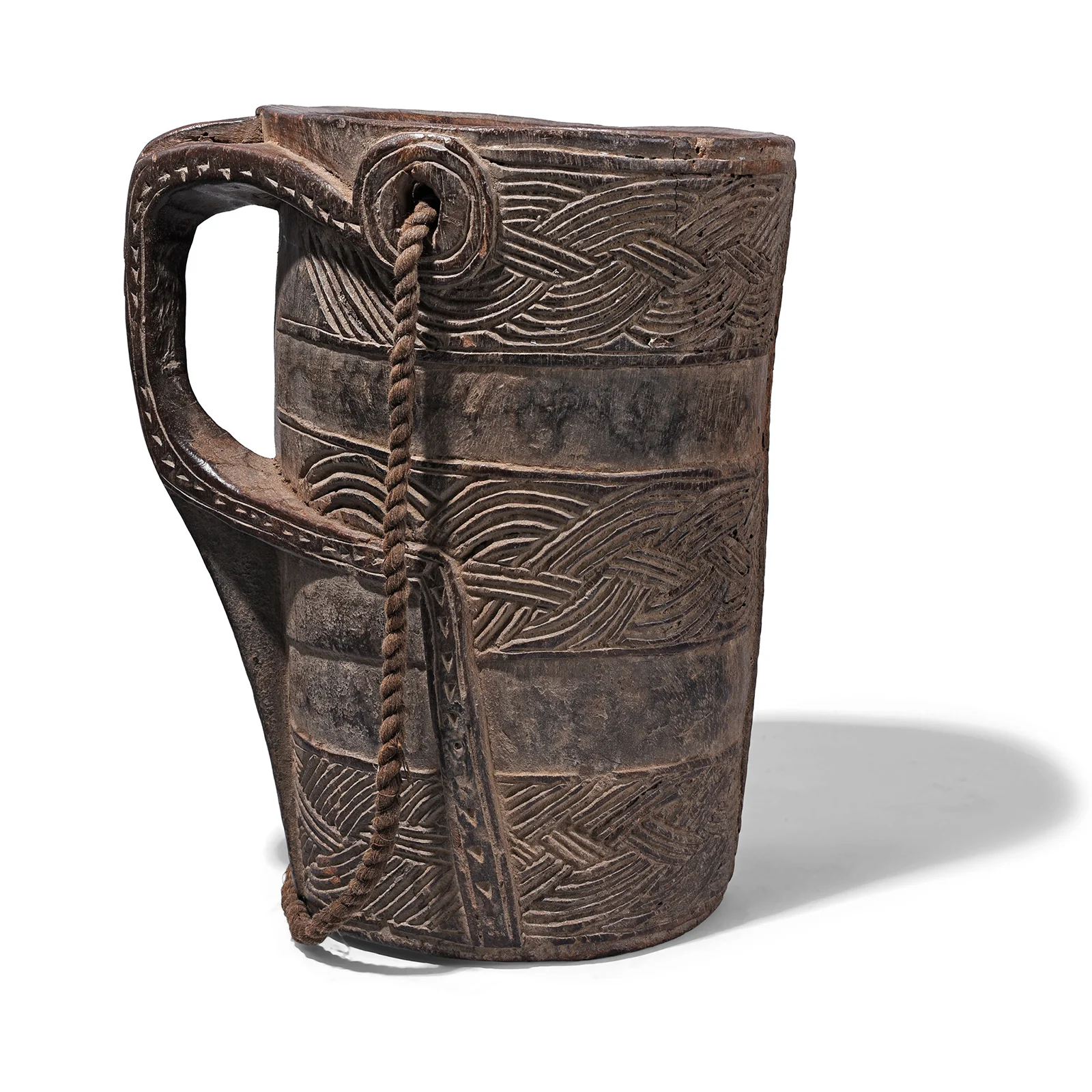 Nepalese Carved Wooden Milk Pot - Early 20th Century