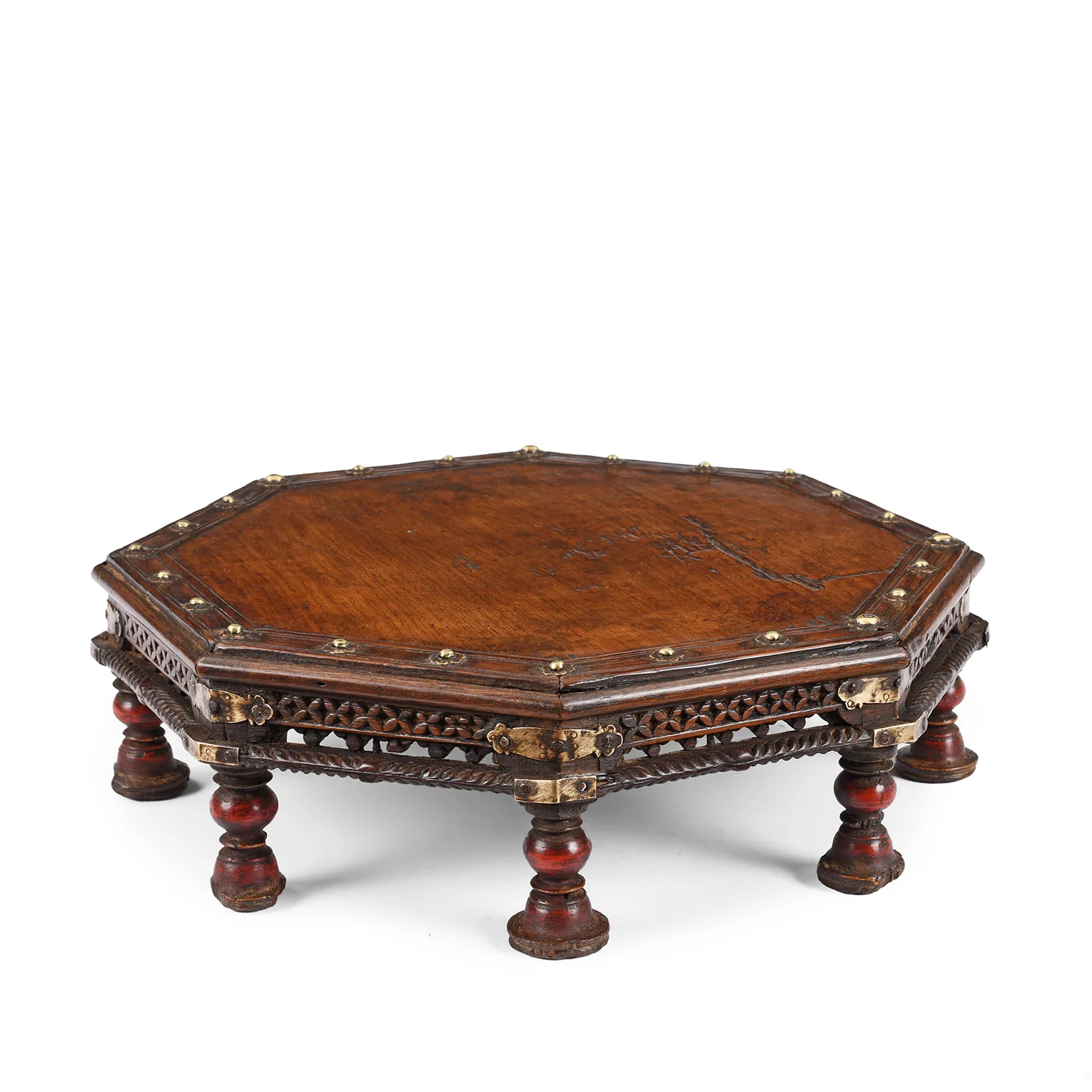 Octagonal Bajot Low Table From Rajasthan - 19th Century