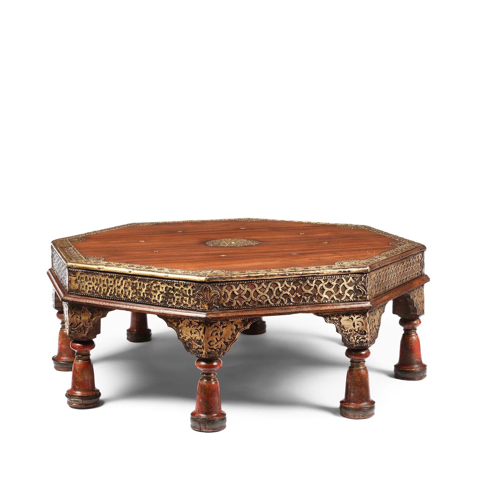 Octagonal Bajot Low Prayer Table From Shekhawati - 19thC