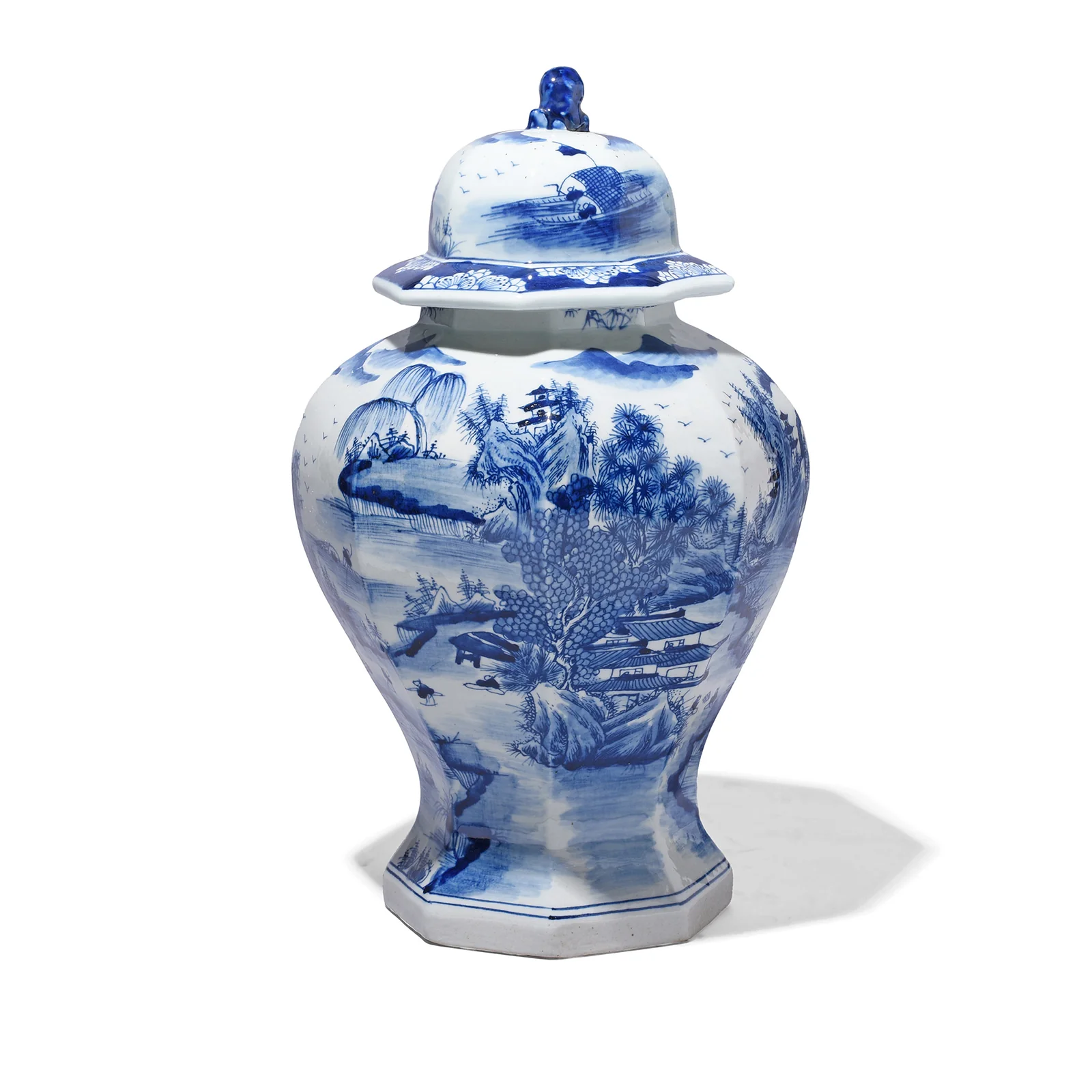 Octagonal Blue & White Porcelain Temple Jar - Khangai Mountains - Image 2