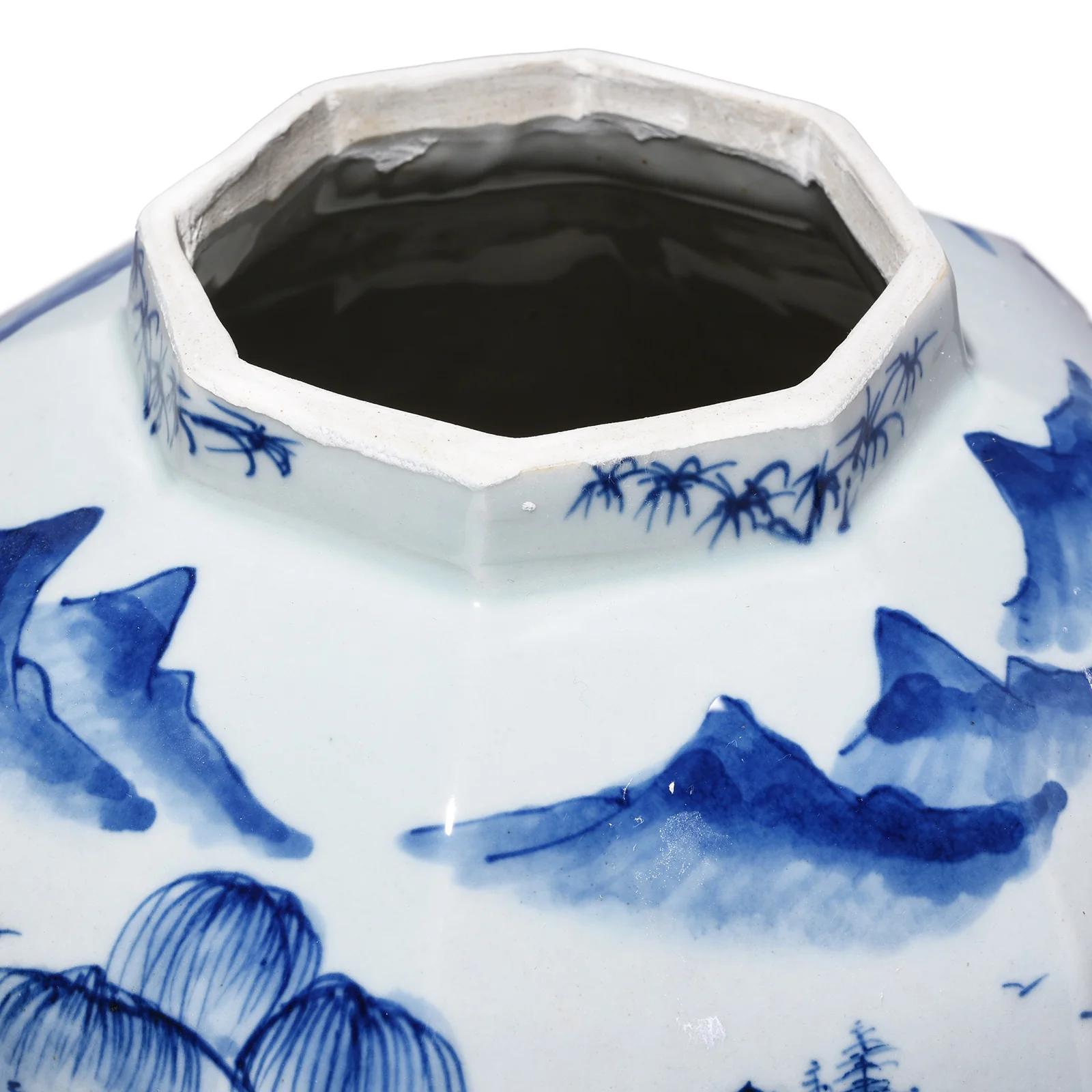 Octagonal Blue & White Porcelain Temple Jar - Khangai Mountains - Image 6