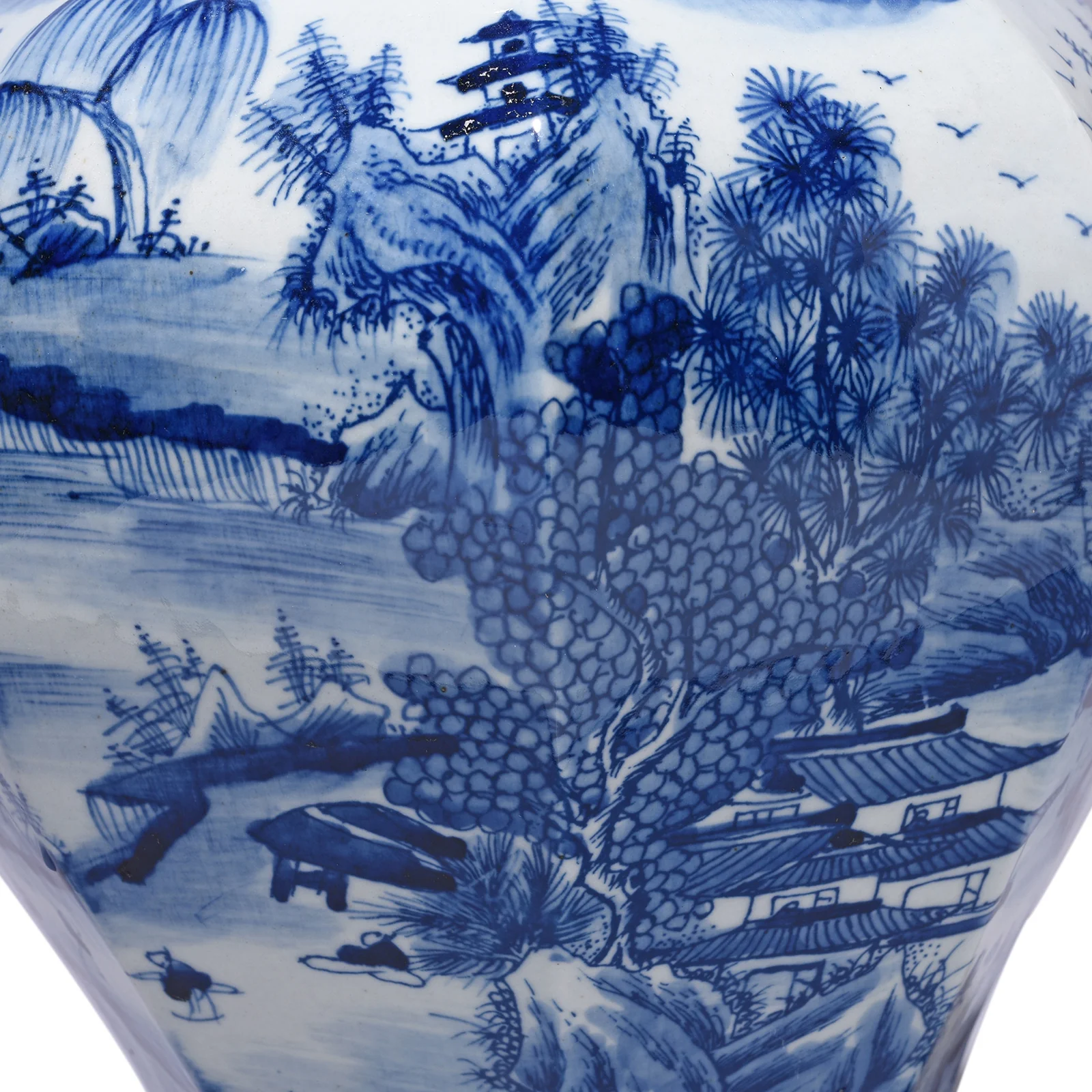Octagonal Blue & White Porcelain Temple Jar - Khangai Mountains - Image 7