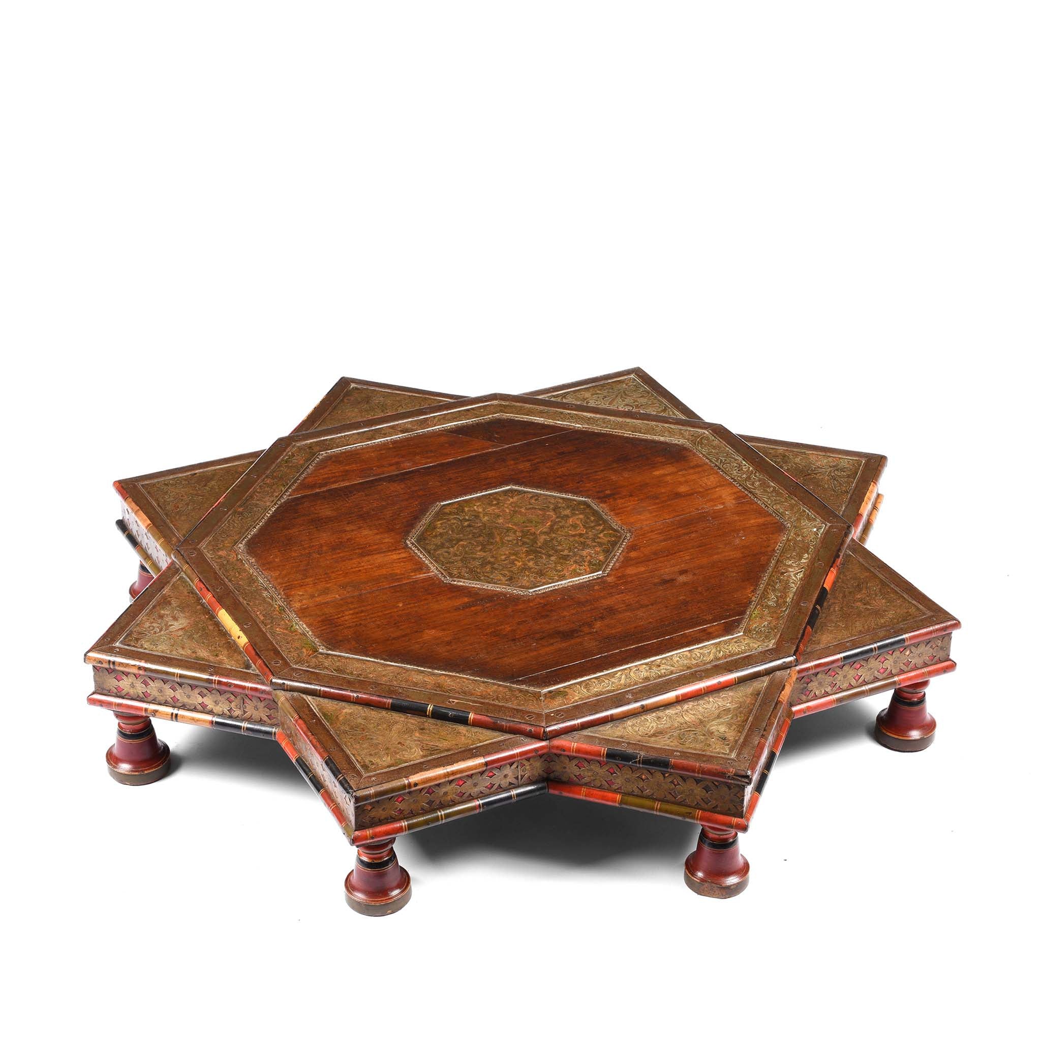 Octagonal Rosewood Bajot Prayer Table From Rajasthan - 19th Century