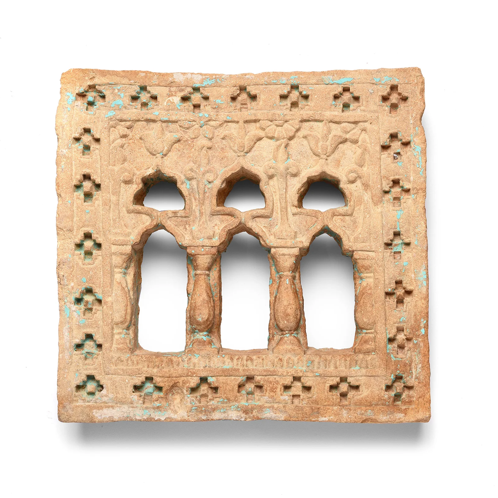 Old 3 Way Stone Lamp Niche From Jaisalmer - 19th Century