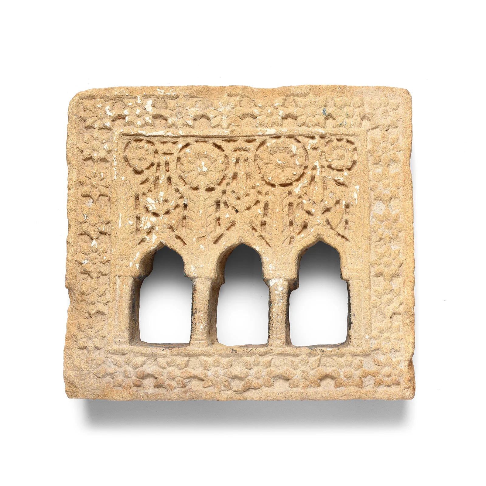 3 Way Stone Lamp Niche From Jaisalmer - 19th Century