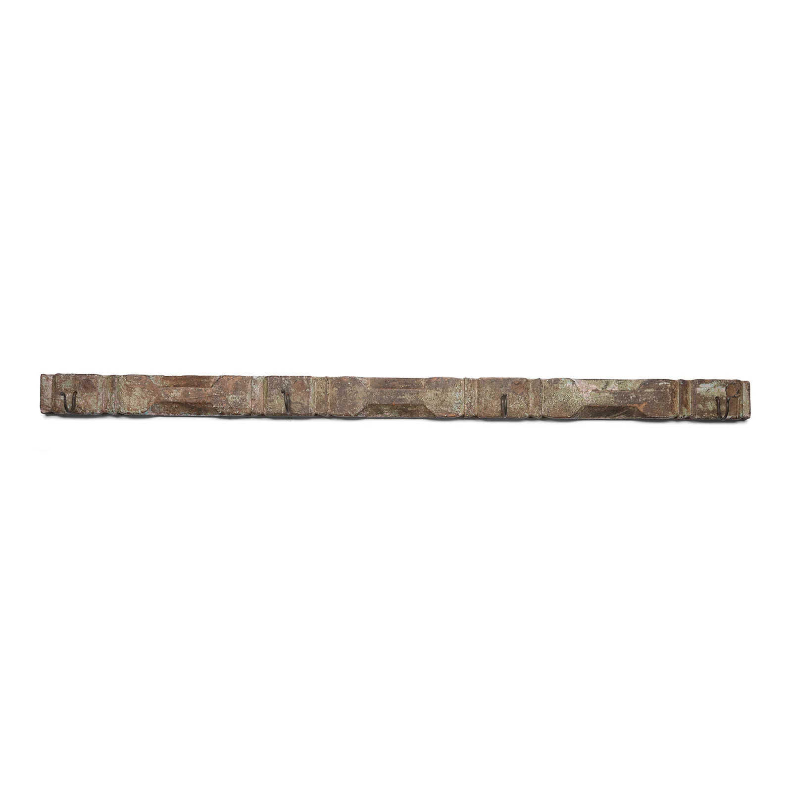 Old Carved Teak Architrave With Iron Coat Hooks - Image 3