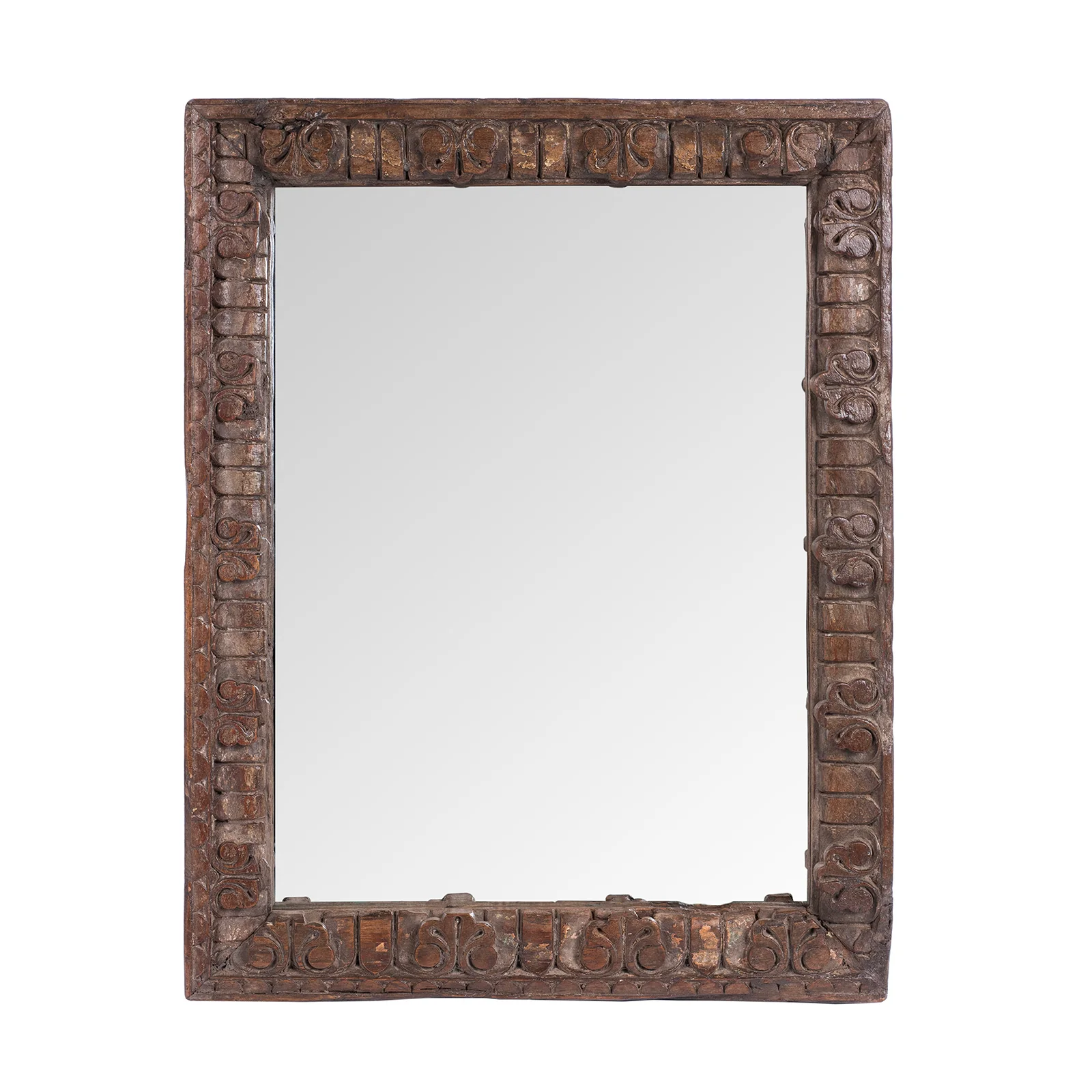 Carved Teak Mirror From Rajasthan - Ca 1920