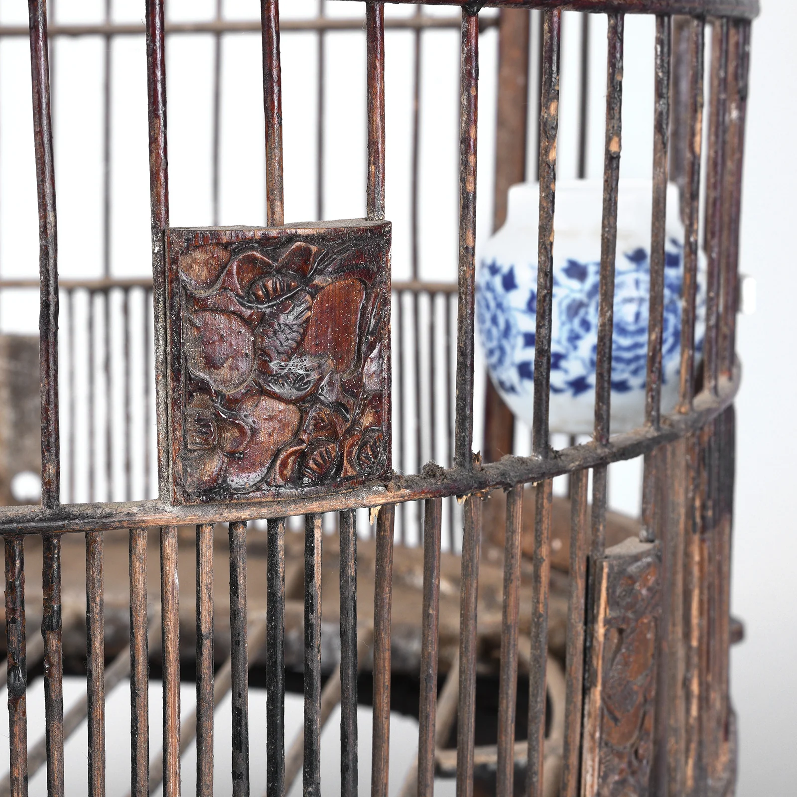 Old Chinese Bamboo Bird Cage - Image 5