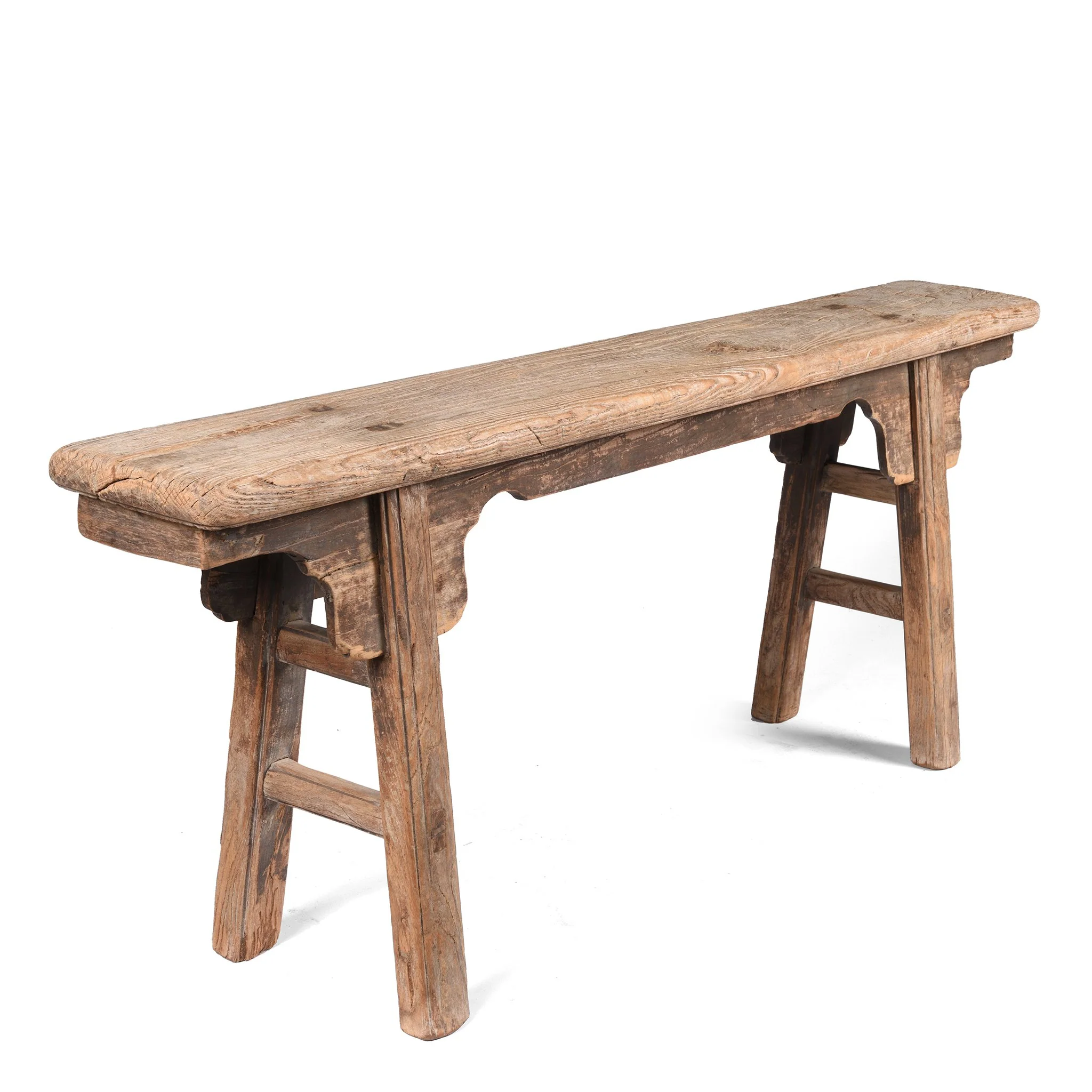 Old Chinese Bleached Elm Bench From Shanxi - 19thC - Image 2
