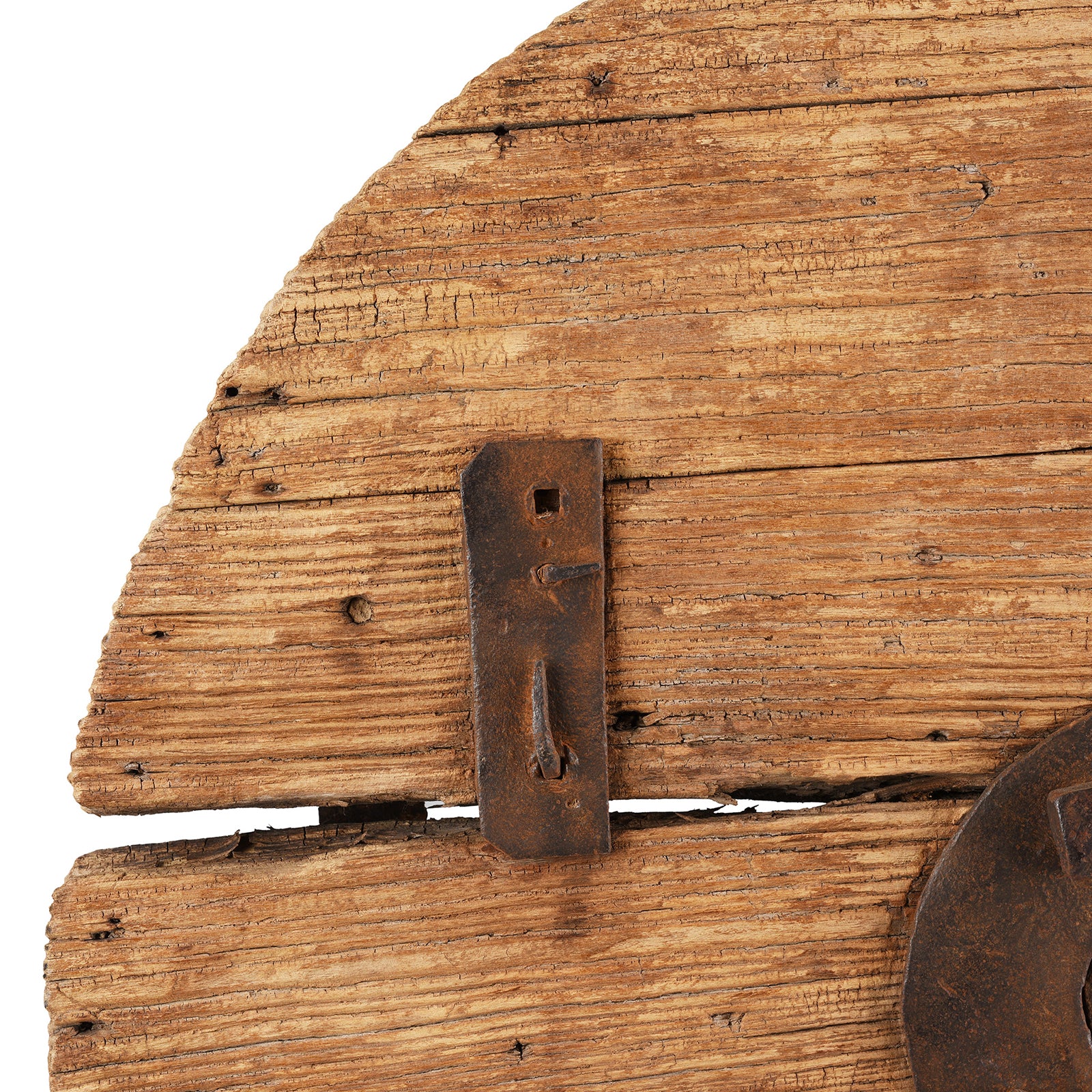 Old Elm Wheel On Stand From Shanxi - 19th Century - Image 3
