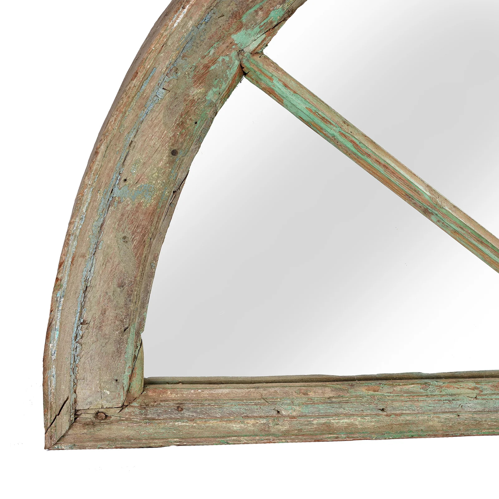 Old Green Painted Teak Fanlight Mirror - 19thC - Image 3