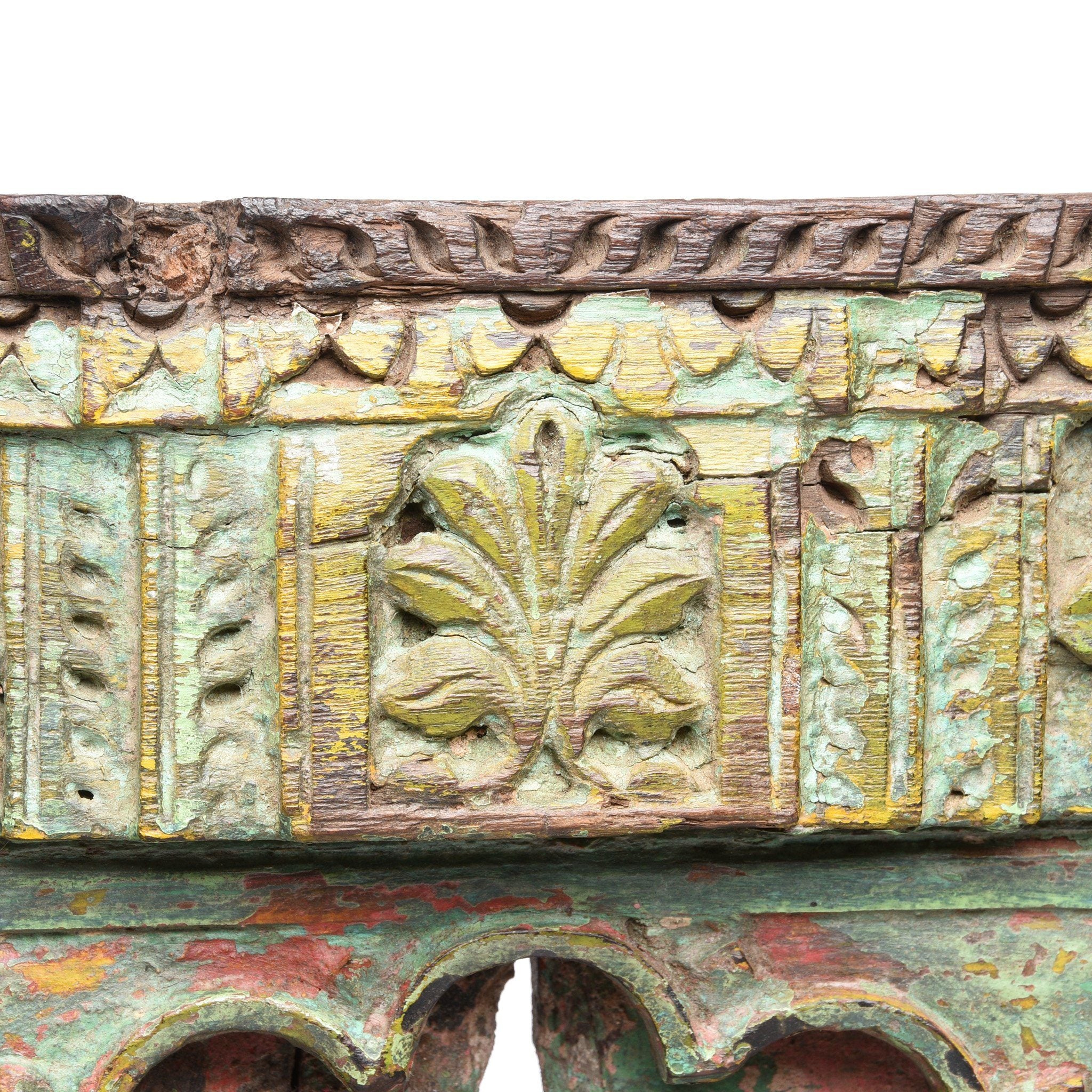 Old Green Painted Window From Banswara Tribal Area - 19thC - Image 3
