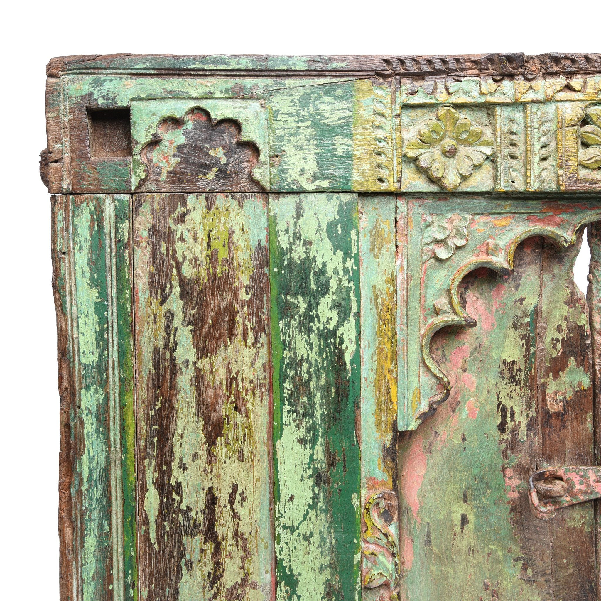 Old Green Painted Window From Banswara Tribal Area - 19thC - Image 7