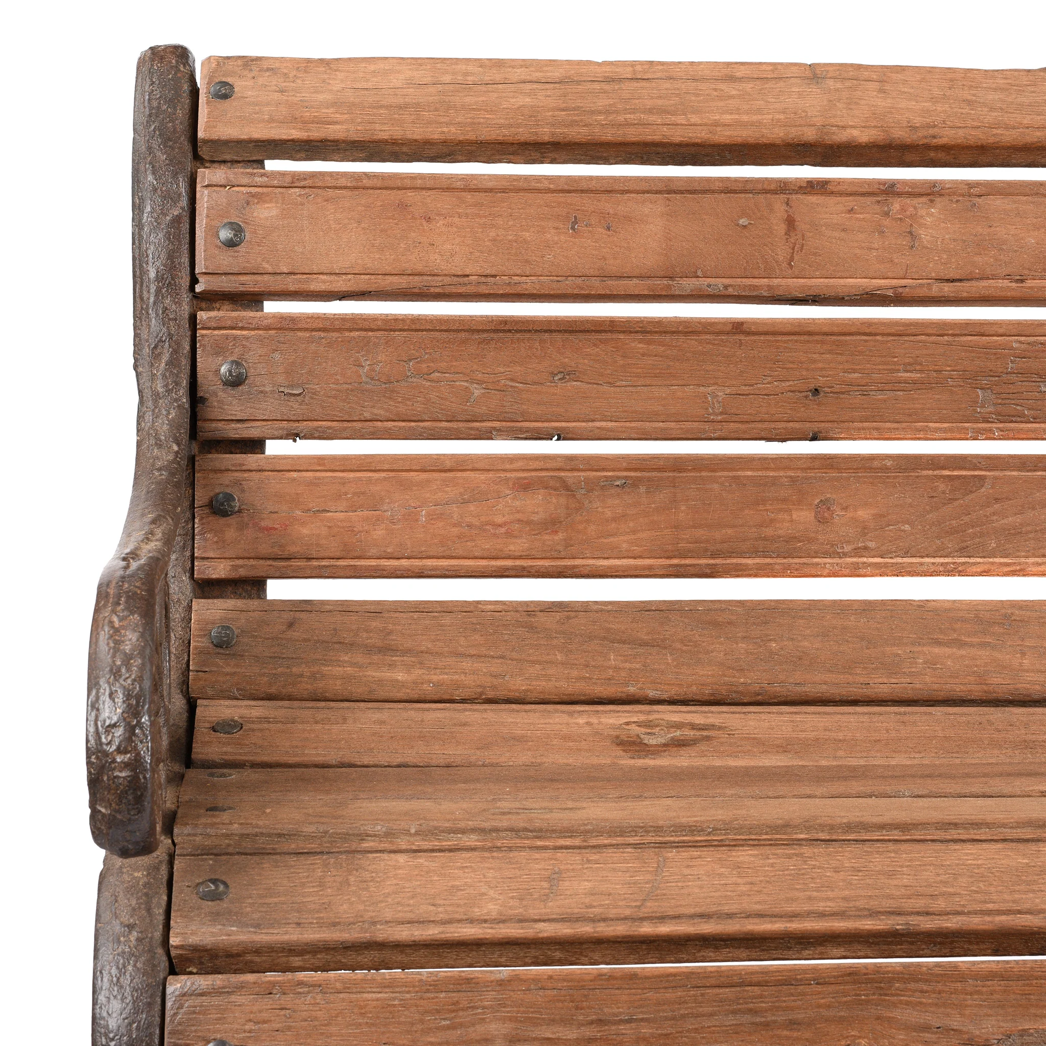 Old Indian Cast Iron Slatted Garden Bench - 19th Century - Image 3