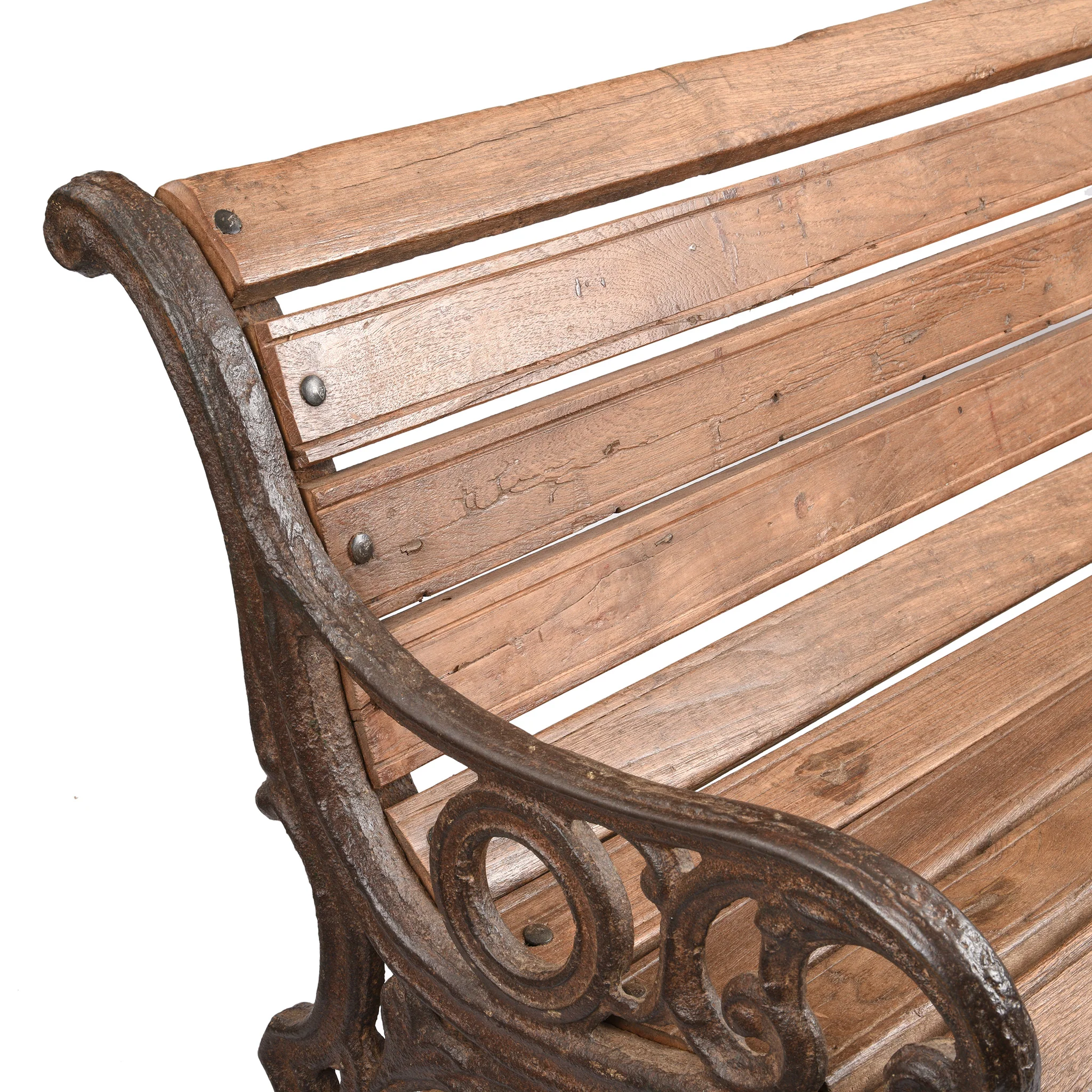 Old Indian Cast Iron Slatted Garden Bench - 19th Century - Image 6