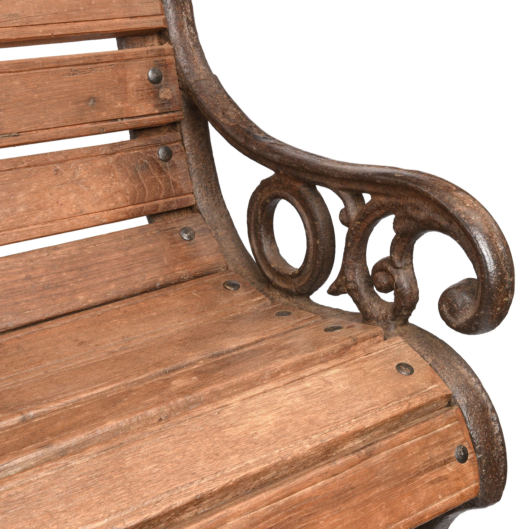 Old Indian Cast Iron Slatted Garden Bench - 19th Century - Image 7