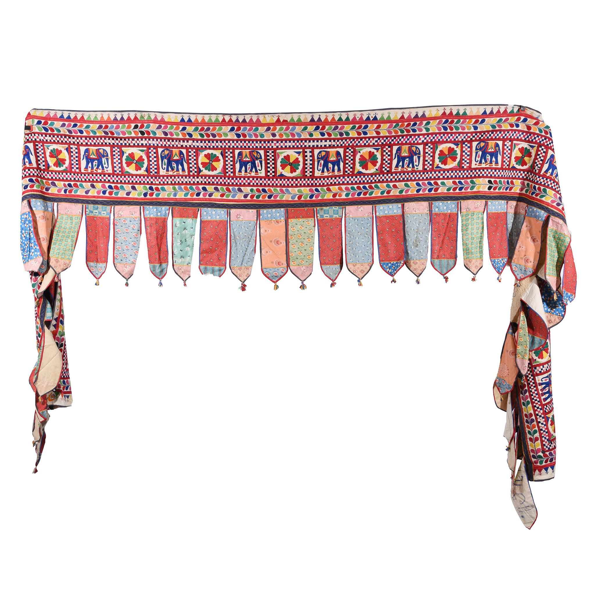 Old Gujarat Textile Toran Wall Hanging -  Ca 1960