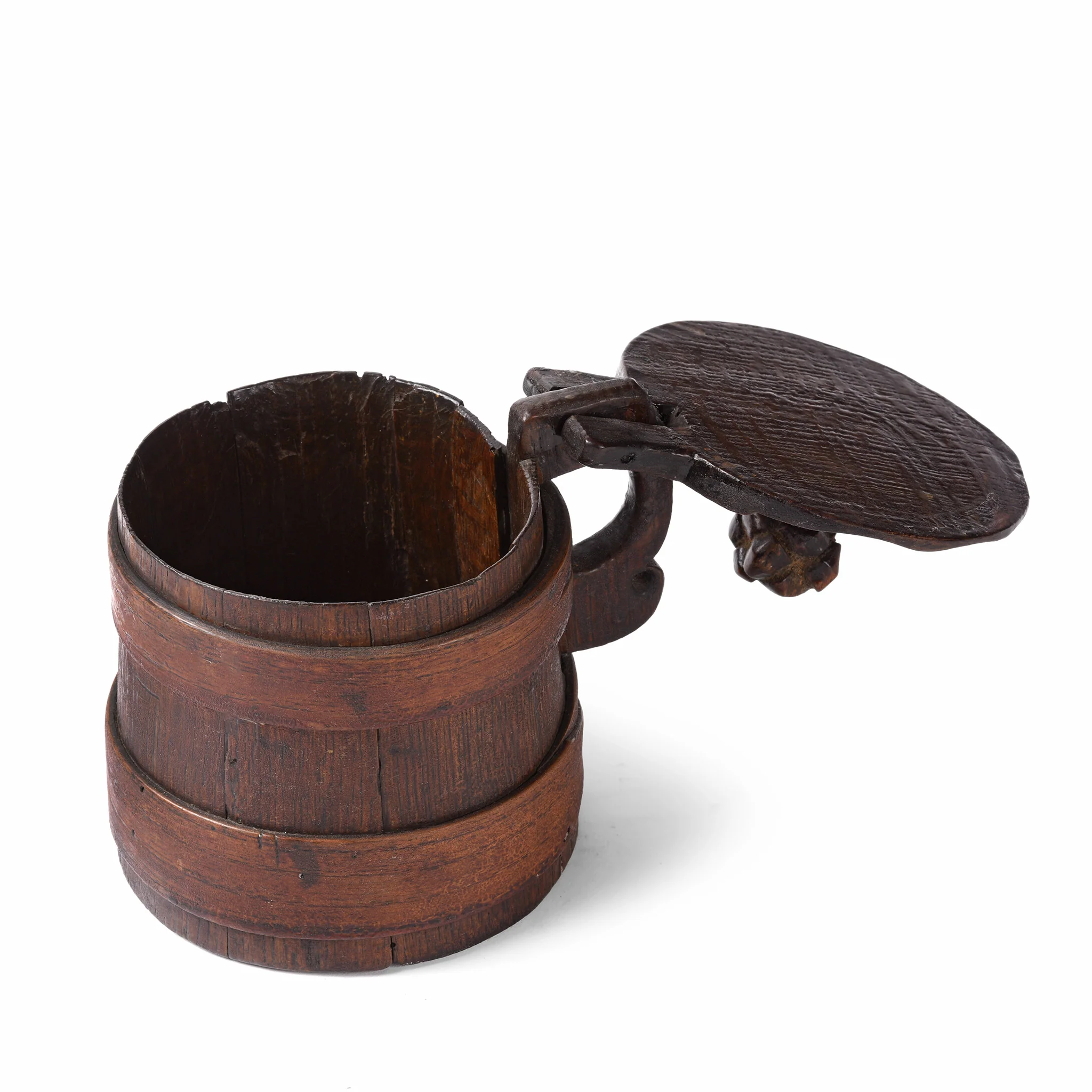 Old Japanese Wooden Beaker with Lid - Ca 1930 - Image 2