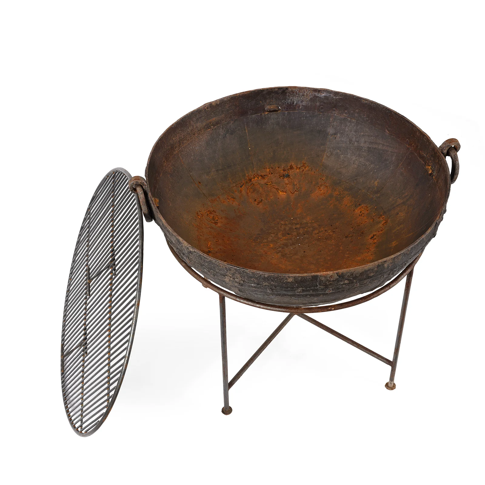 Old Kadai Fire Bowl on Stand - Ca 1920 - 85cm - Image 3