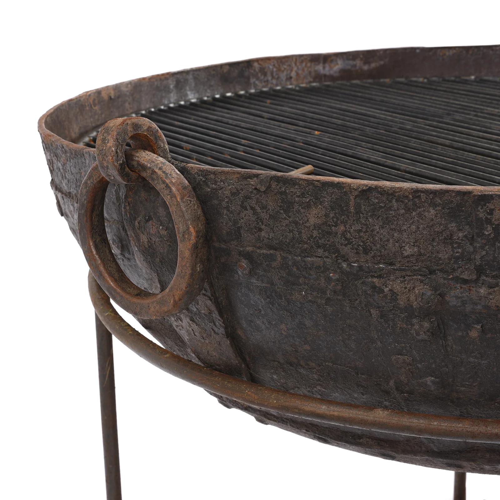 Old Kadai Fire Bowl on Stand - Ca 1920 - 85cm - Image 4