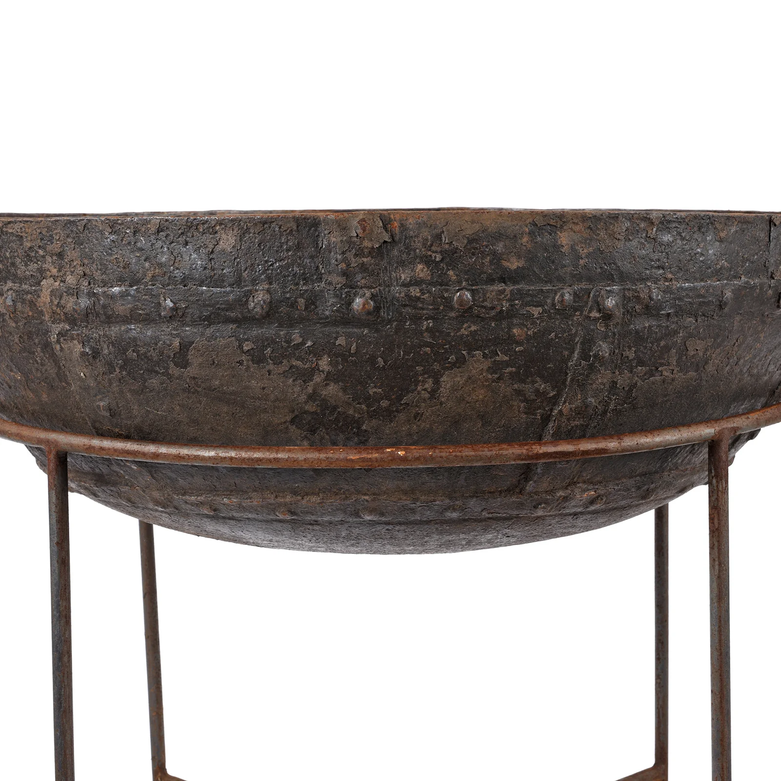 Old Kadai Fire Bowl on Stand - Ca 1920 - 85cm - Image 5
