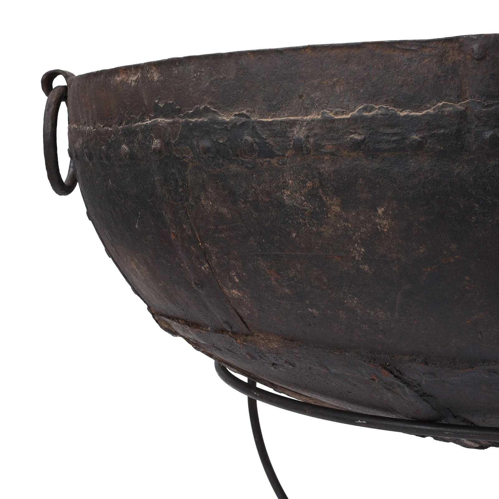 Old Kadai Fire Bowl From Rajasthan - Ca 1920 Inc Stand & Grill - Image 5