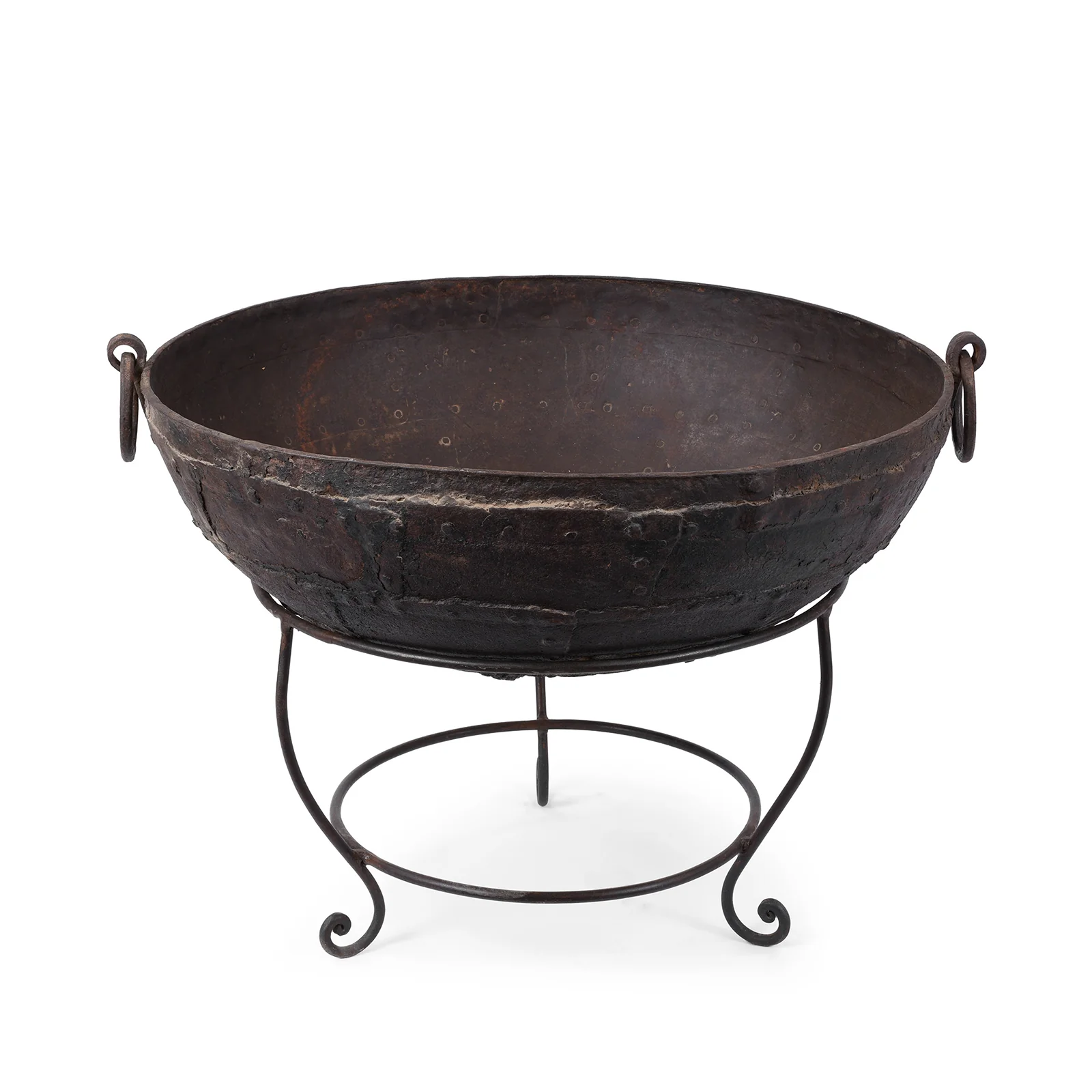 Old Kadai Fire Bowl on Stand - Ca 1900 - 104cm